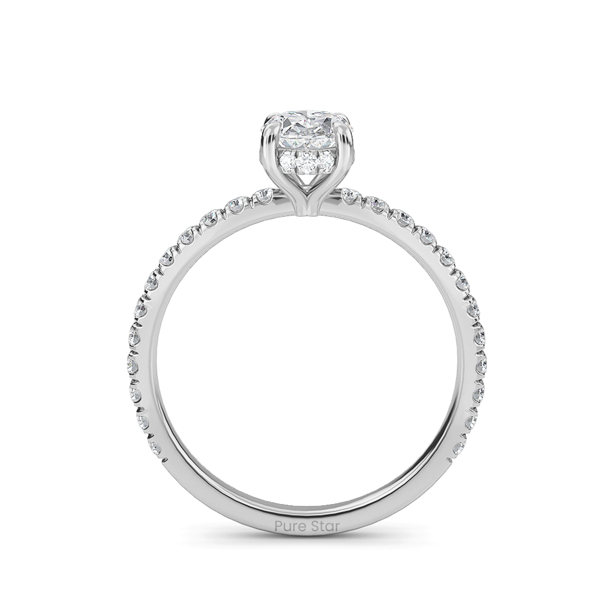 Ava Oval Lab Grown  Ring 2CT 18K White Gold-purestarjewelry