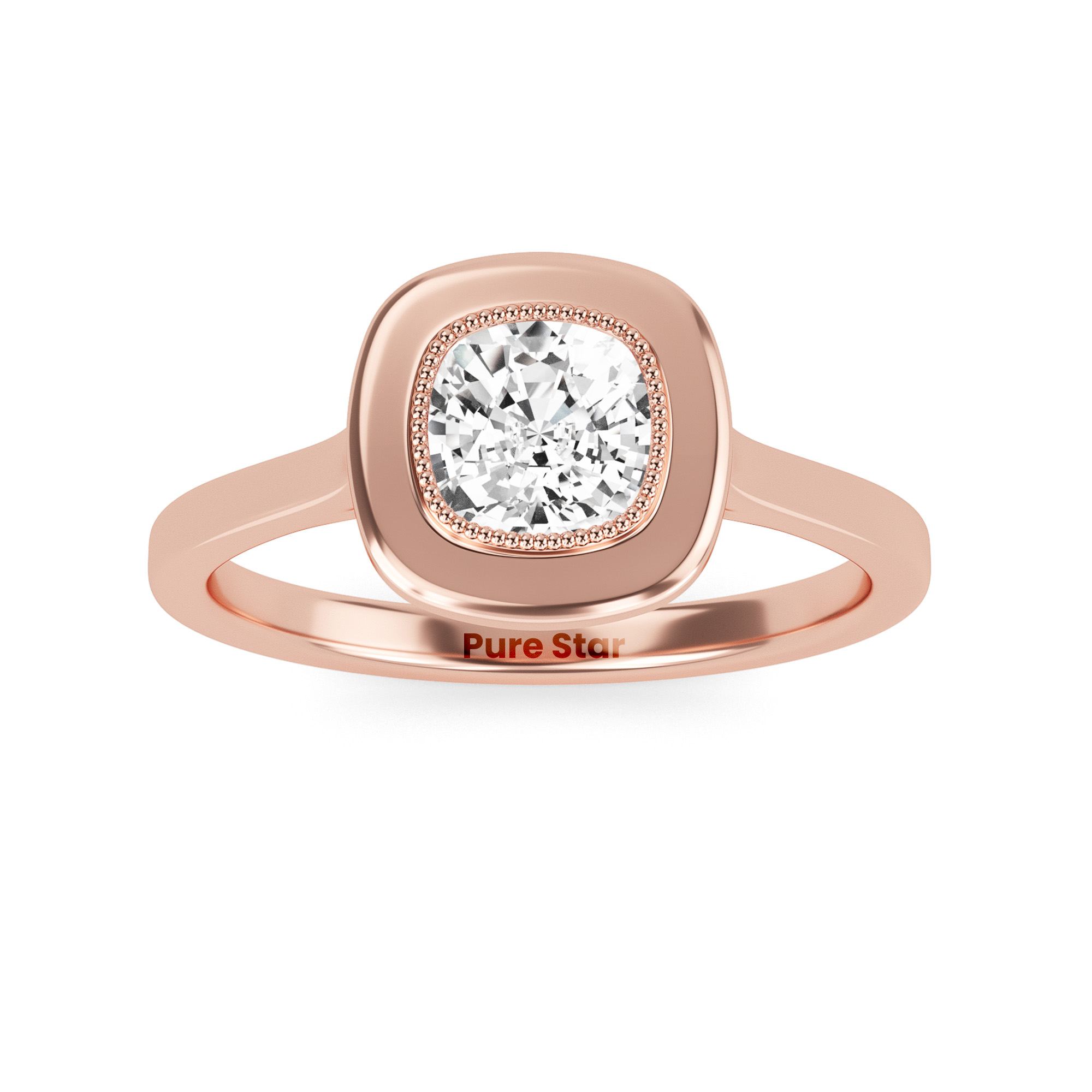 Cassidy Cushion Lab Grown  Ring 2CT 10K Rose Gold-purestarjewelry
