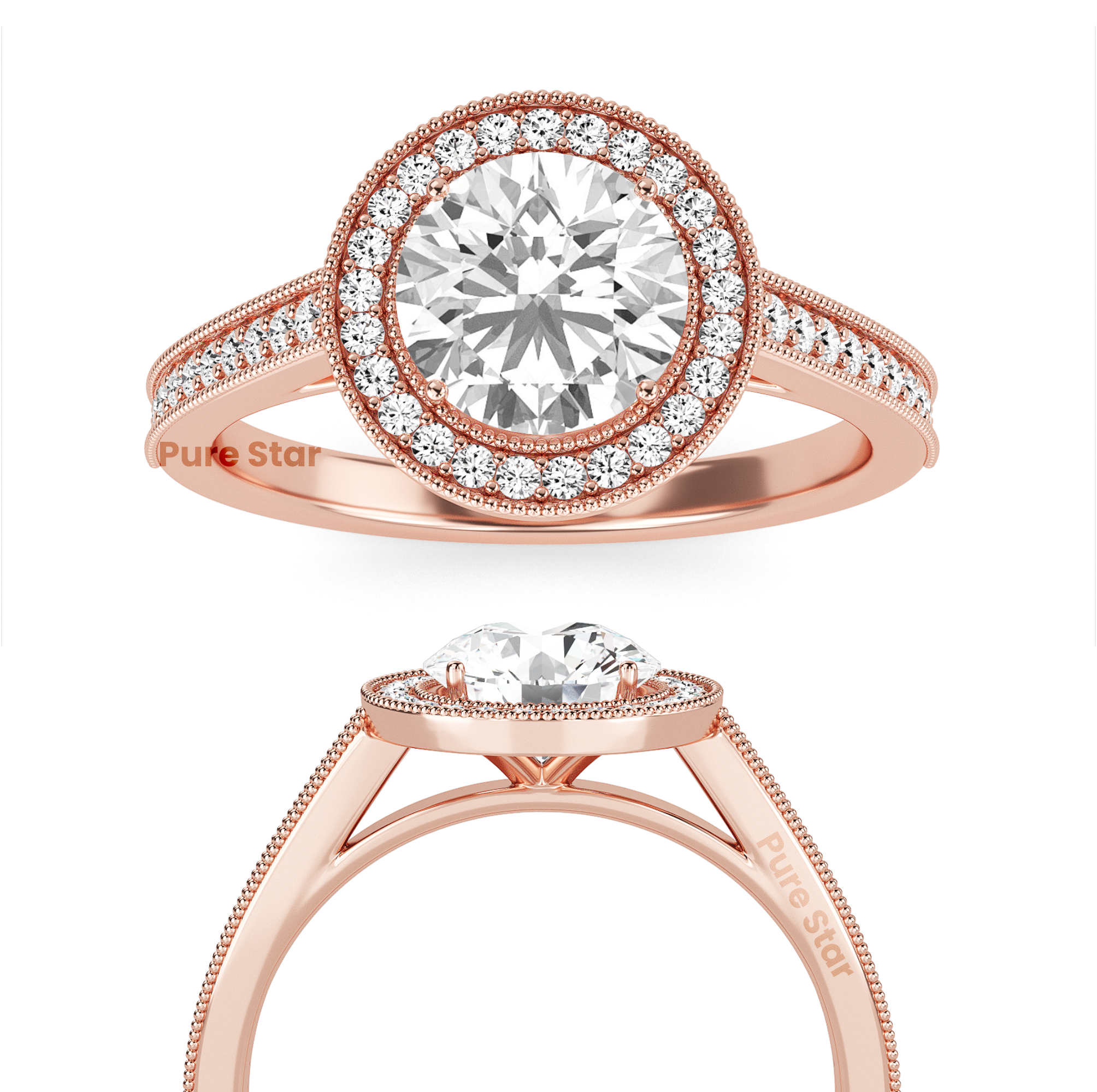 Reese Round Lab Grown  Ring 1CT 18K Rose Gold-purestarjewelry