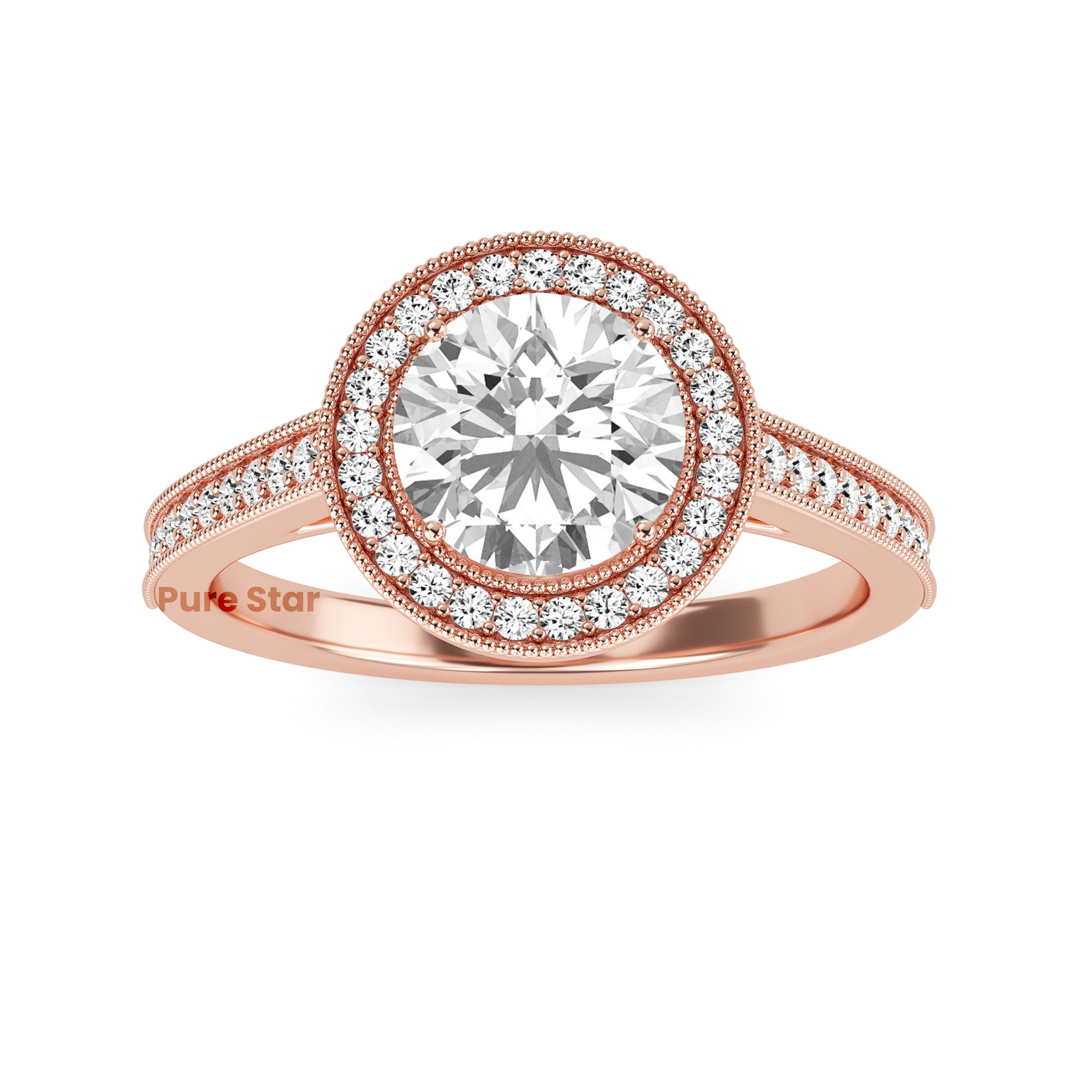 Reese Round Lab Grown  Ring 1CT 18K Rose Gold-purestarjewelry