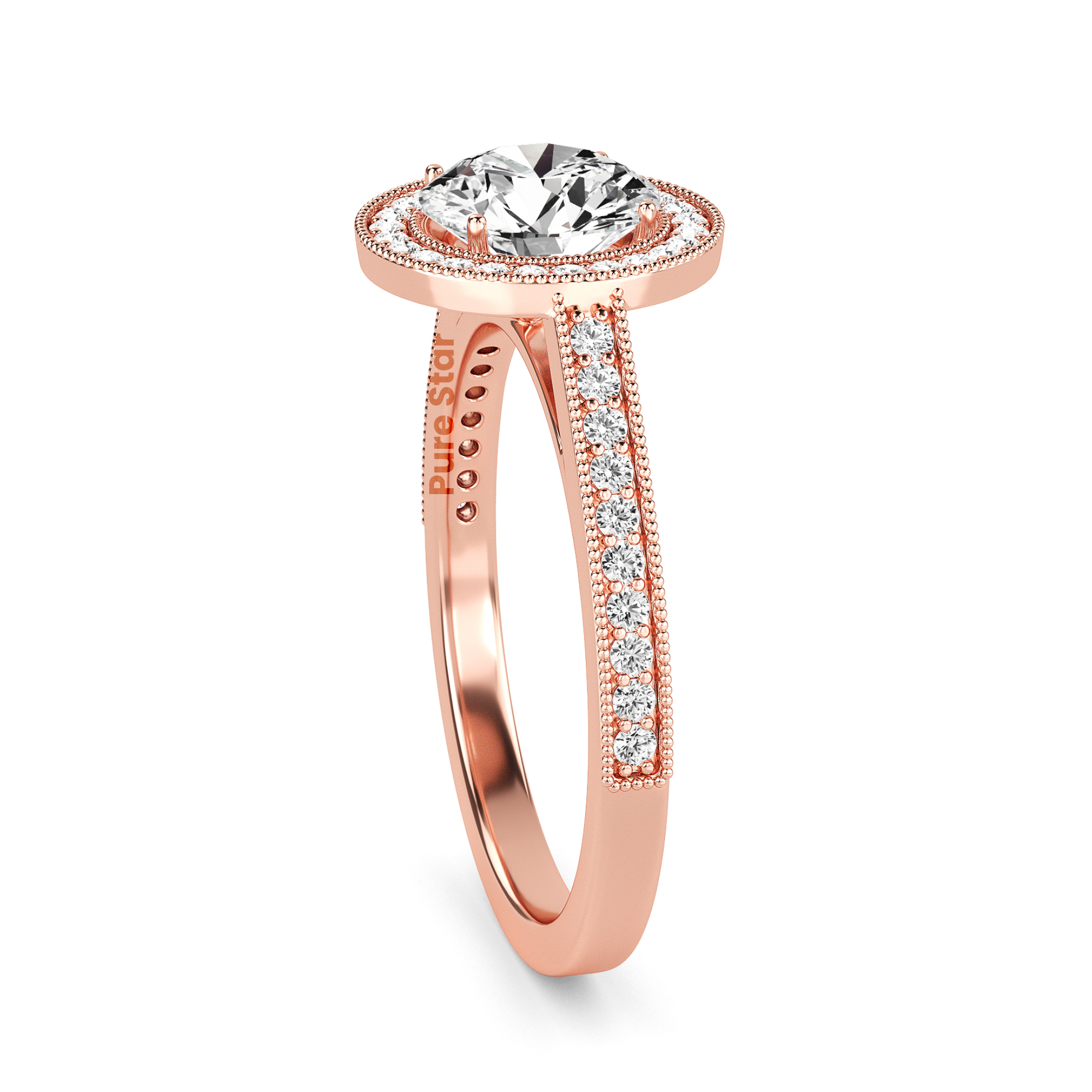 Reese Round Lab Grown  Ring 1CT 18K Rose Gold-purestarjewelry