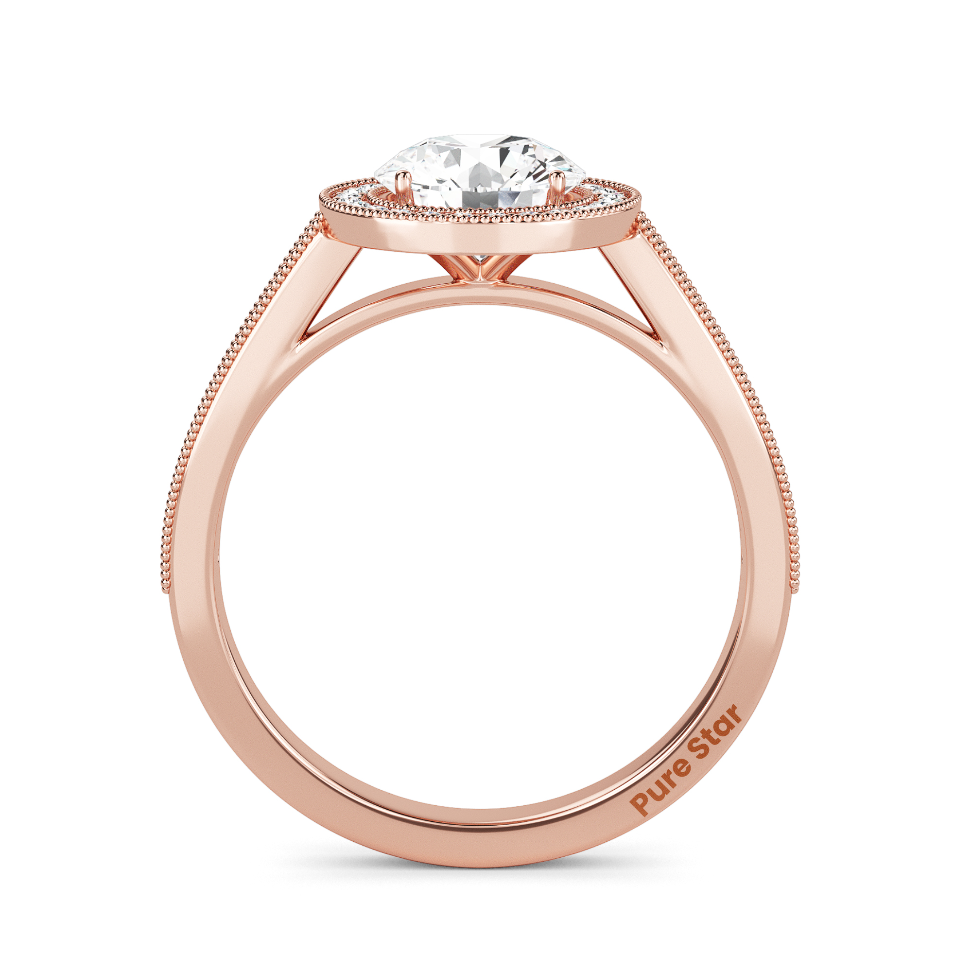 Reese Round Lab Grown  Ring 1CT 18K Rose Gold-purestarjewelry