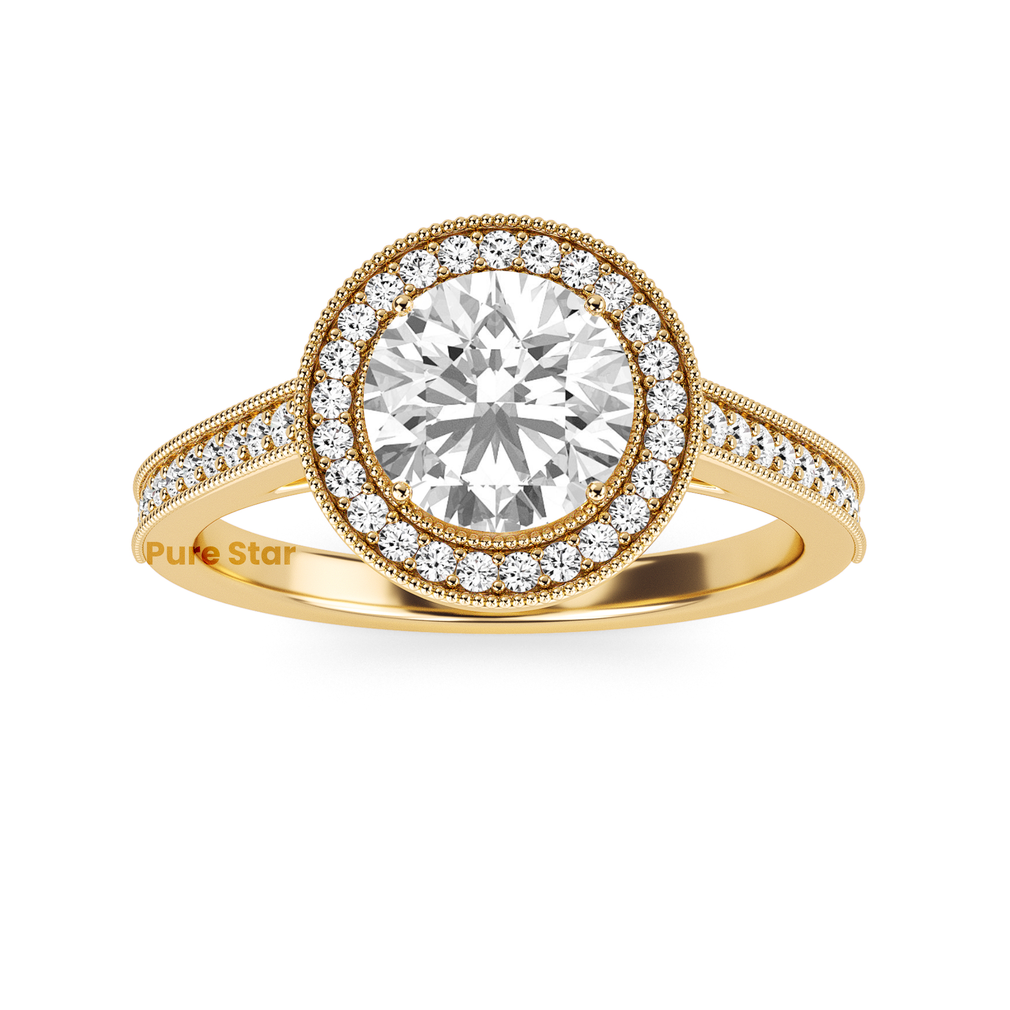 Reese Round Lab Grown  Ring 2CT 14K Yellow Gold-purestarjewelry