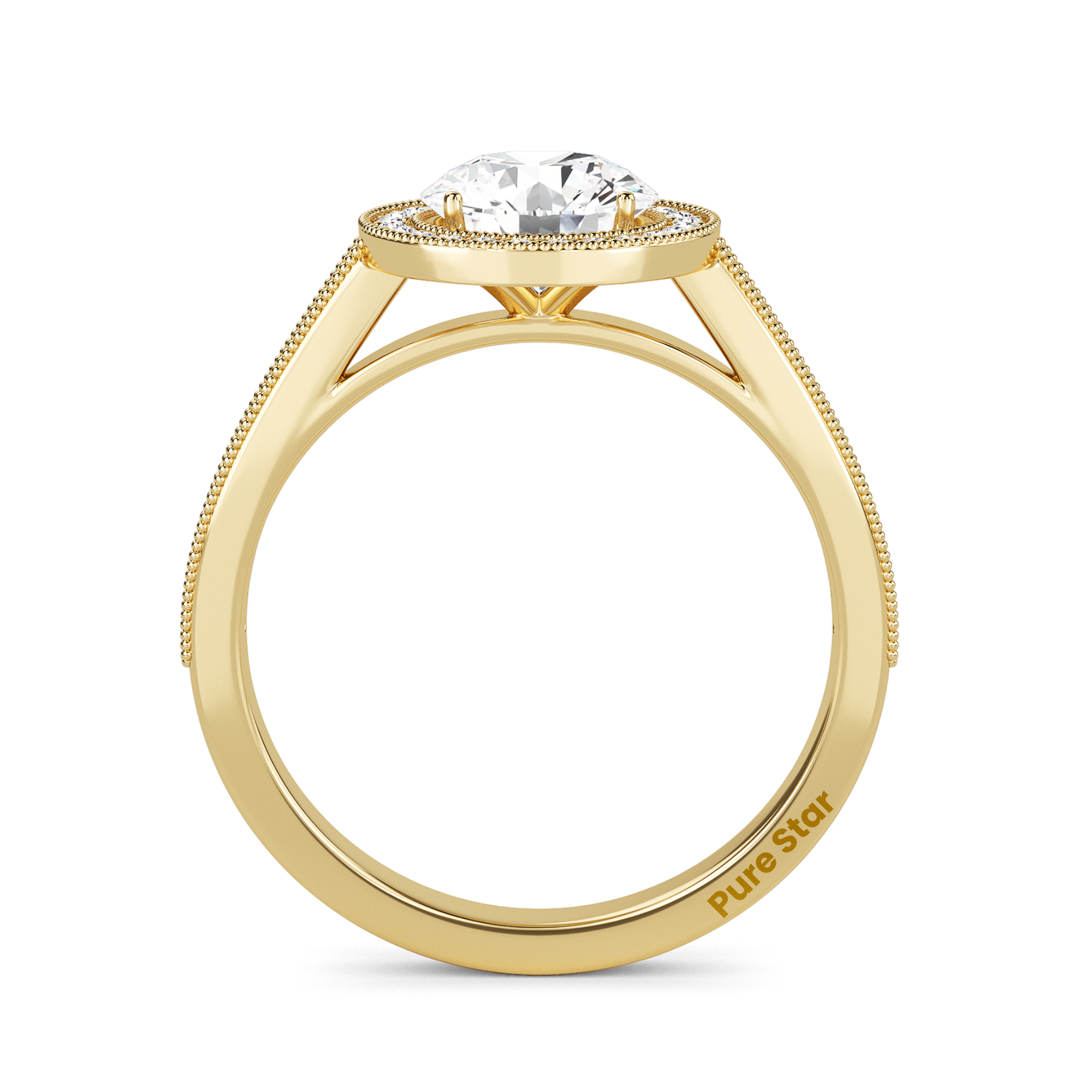 Reese Round Lab Grown  Ring 2CT 14K Yellow Gold-purestarjewelry