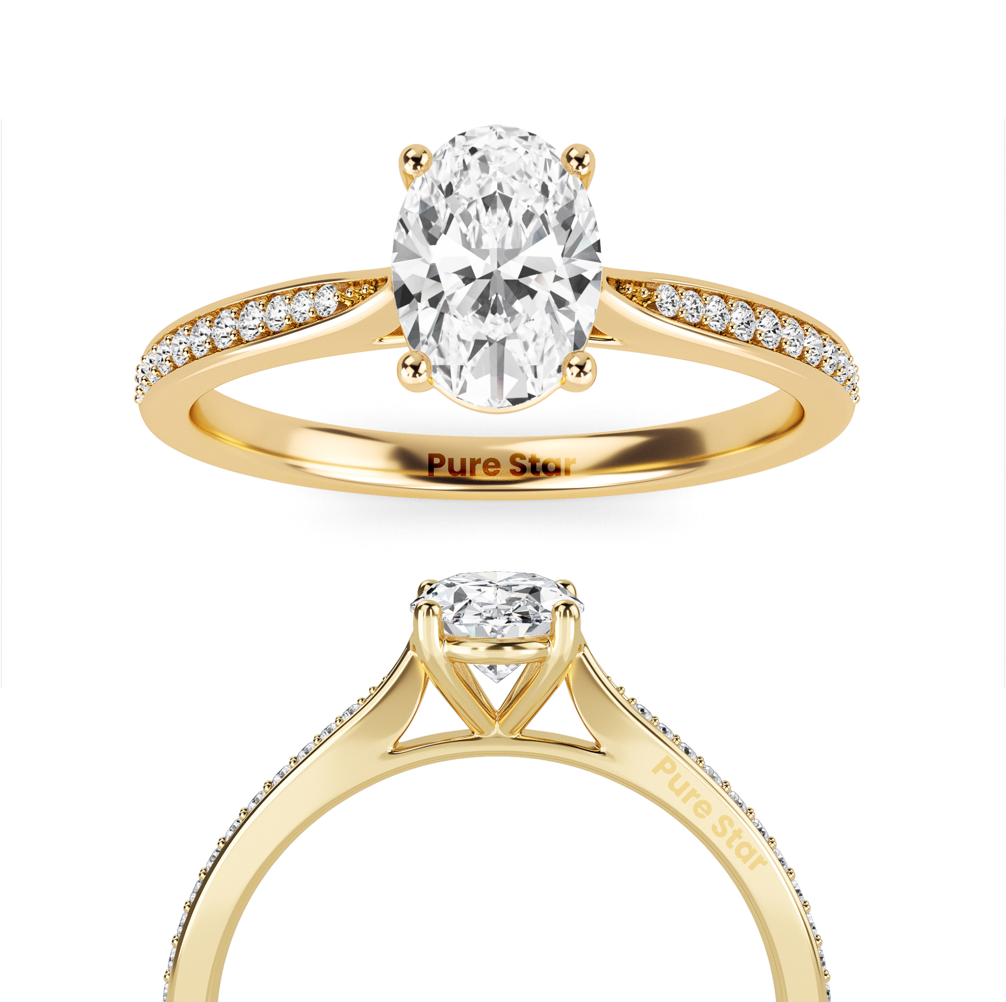 Joana Oval Lab Grown  Ring 2CT 18K Yellow Gold-purestarjewelry