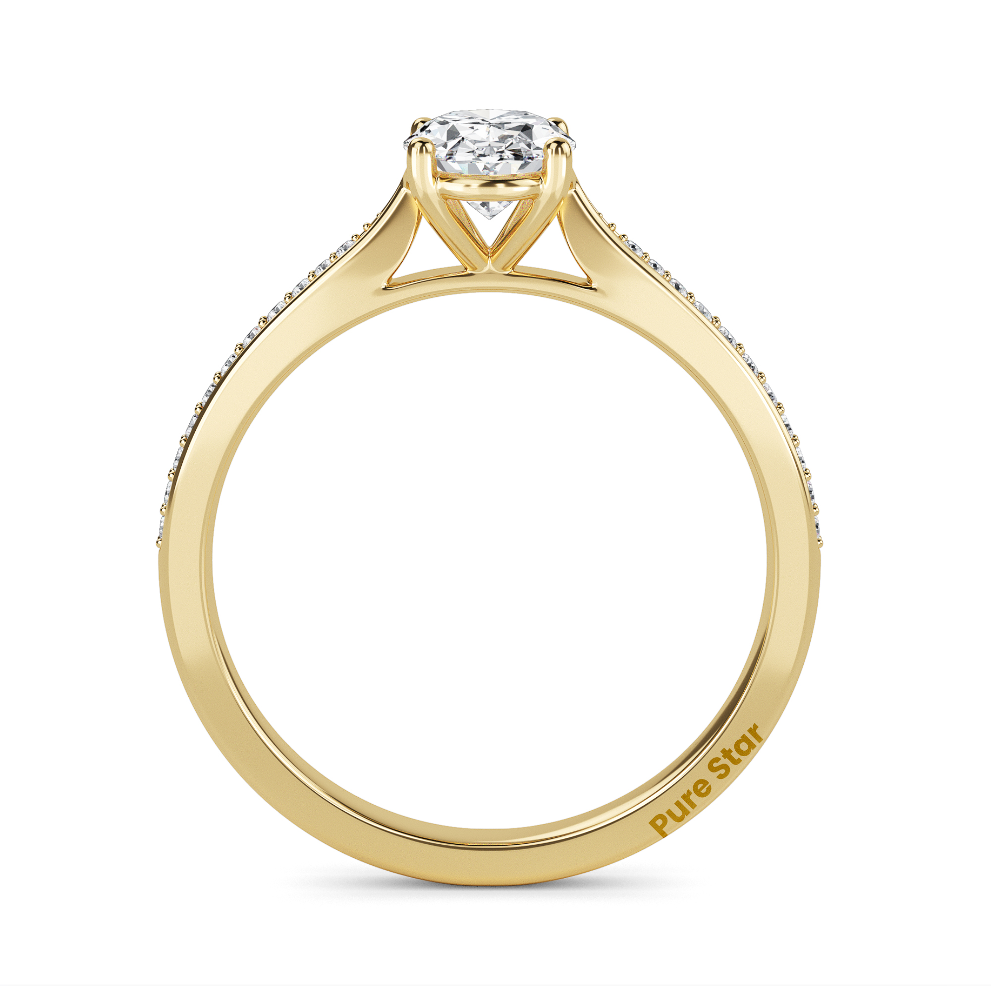 Joana Oval Lab Grown  Ring 2CT 18K Yellow Gold-purestarjewelry