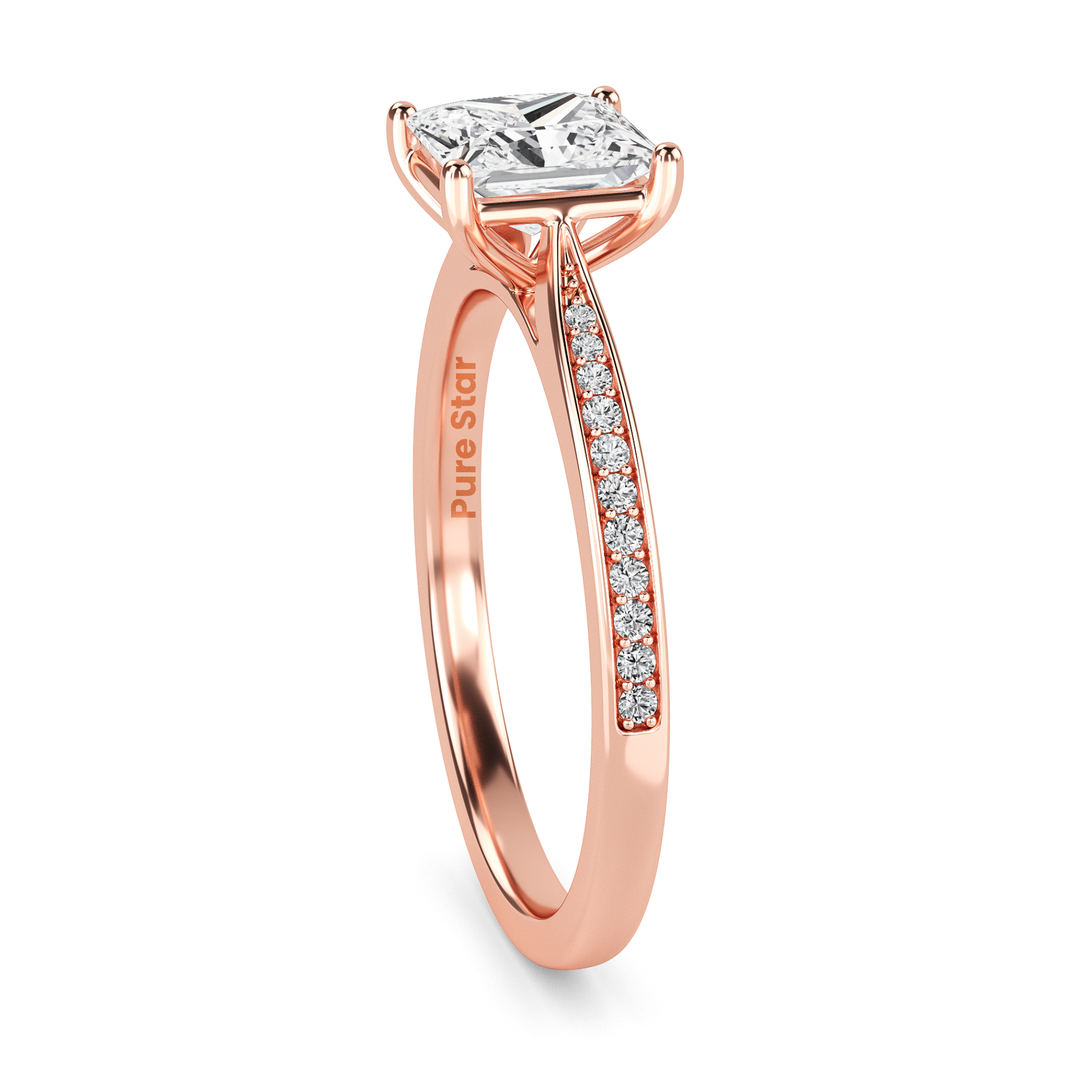 Samantha Princess Lab Grown  Ring 0.50CT 14K Rose Gold-purestarjewelry