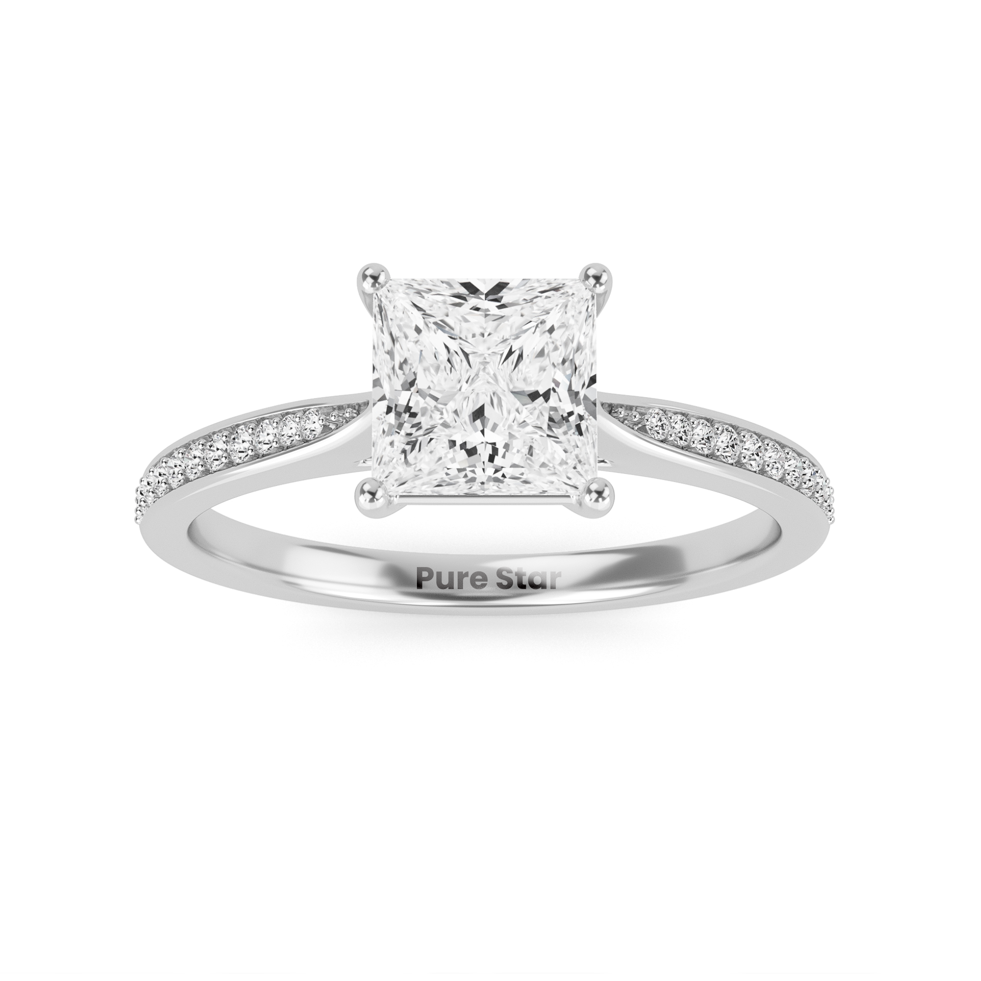 Samantha Princess Lab Grown  Ring 2CT 14K White Gold-purestarjewelry