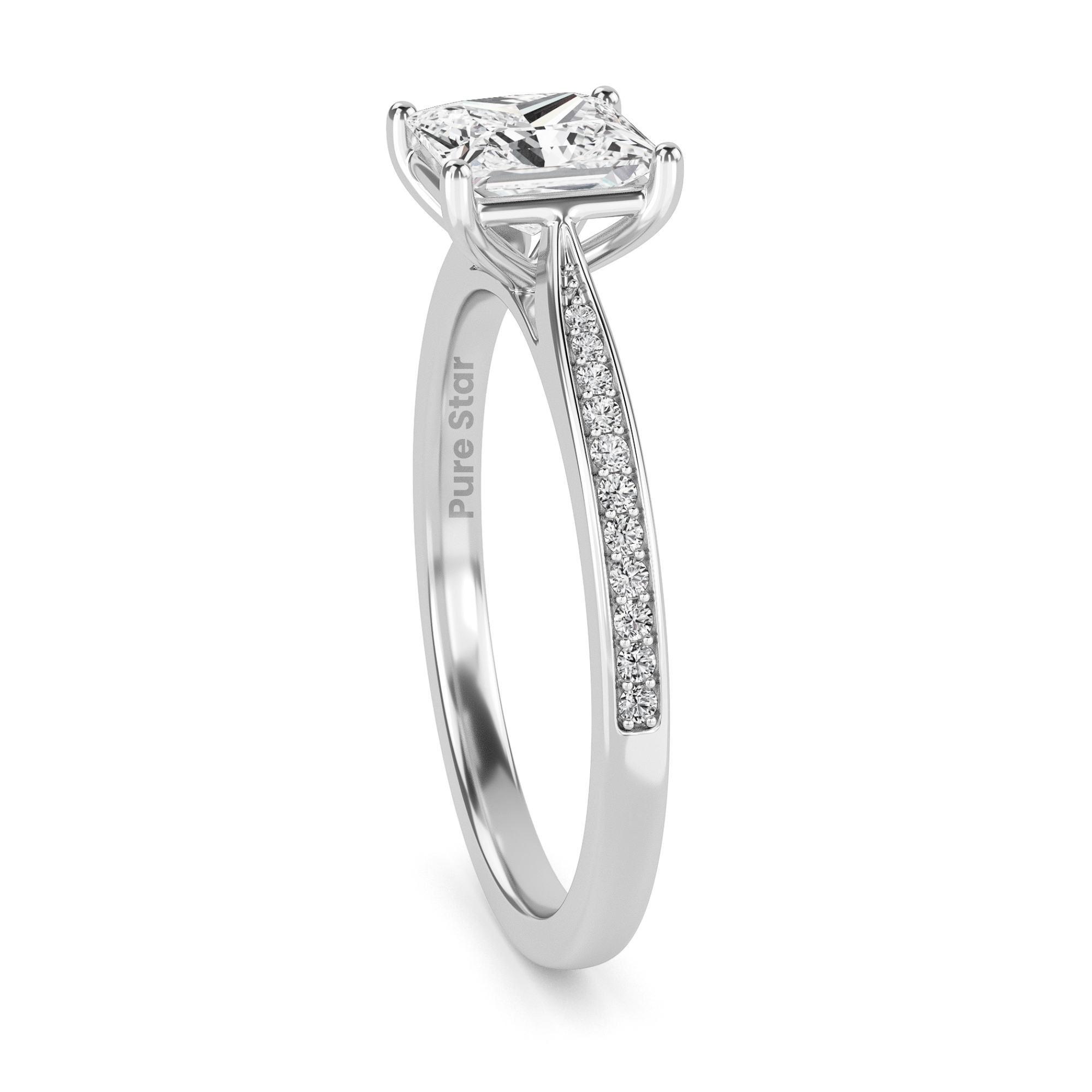 Samantha Princess Lab Grown  Ring 2CT 14K White Gold-purestarjewelry