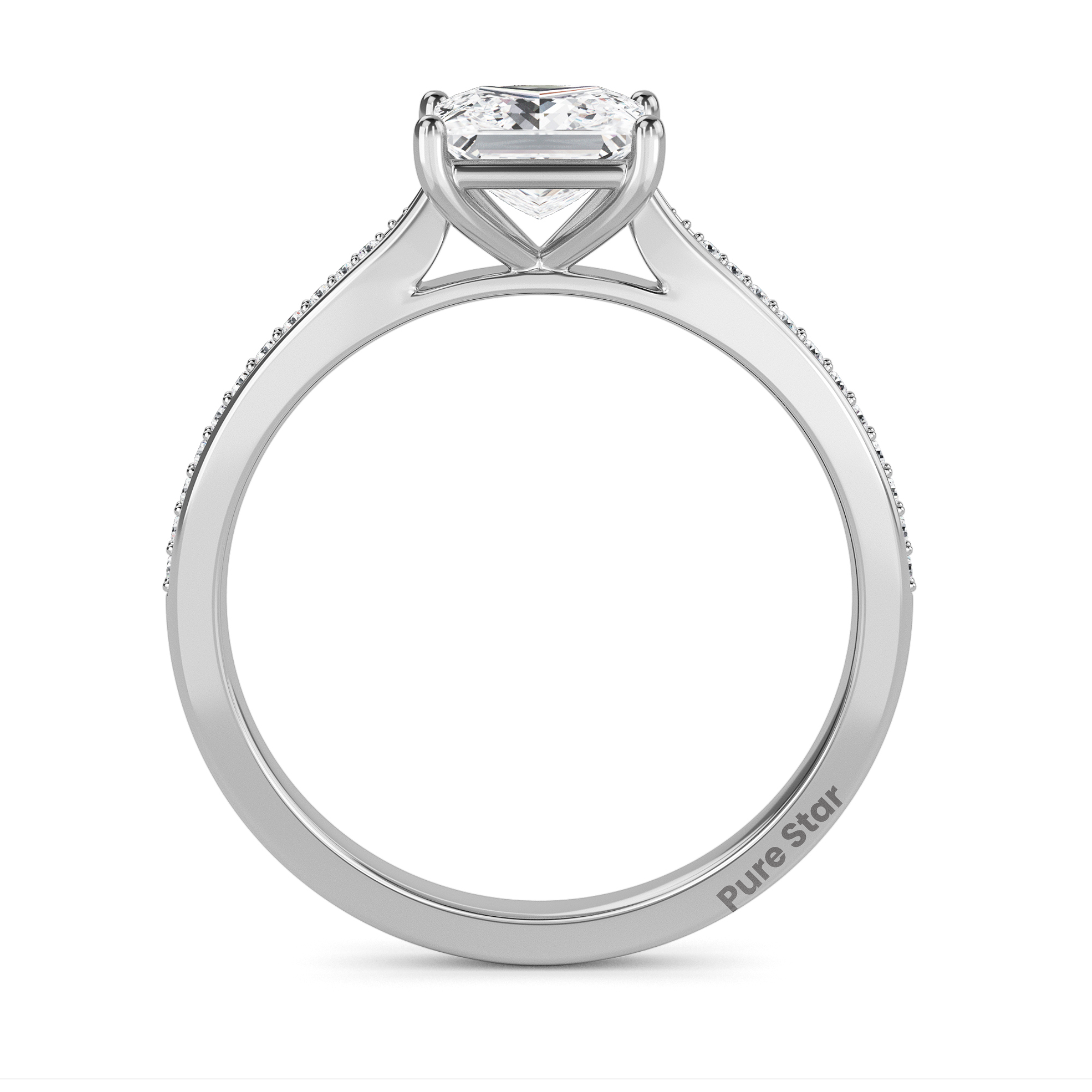 Samantha Princess Lab Grown  Ring 2CT 14K White Gold-purestarjewelry