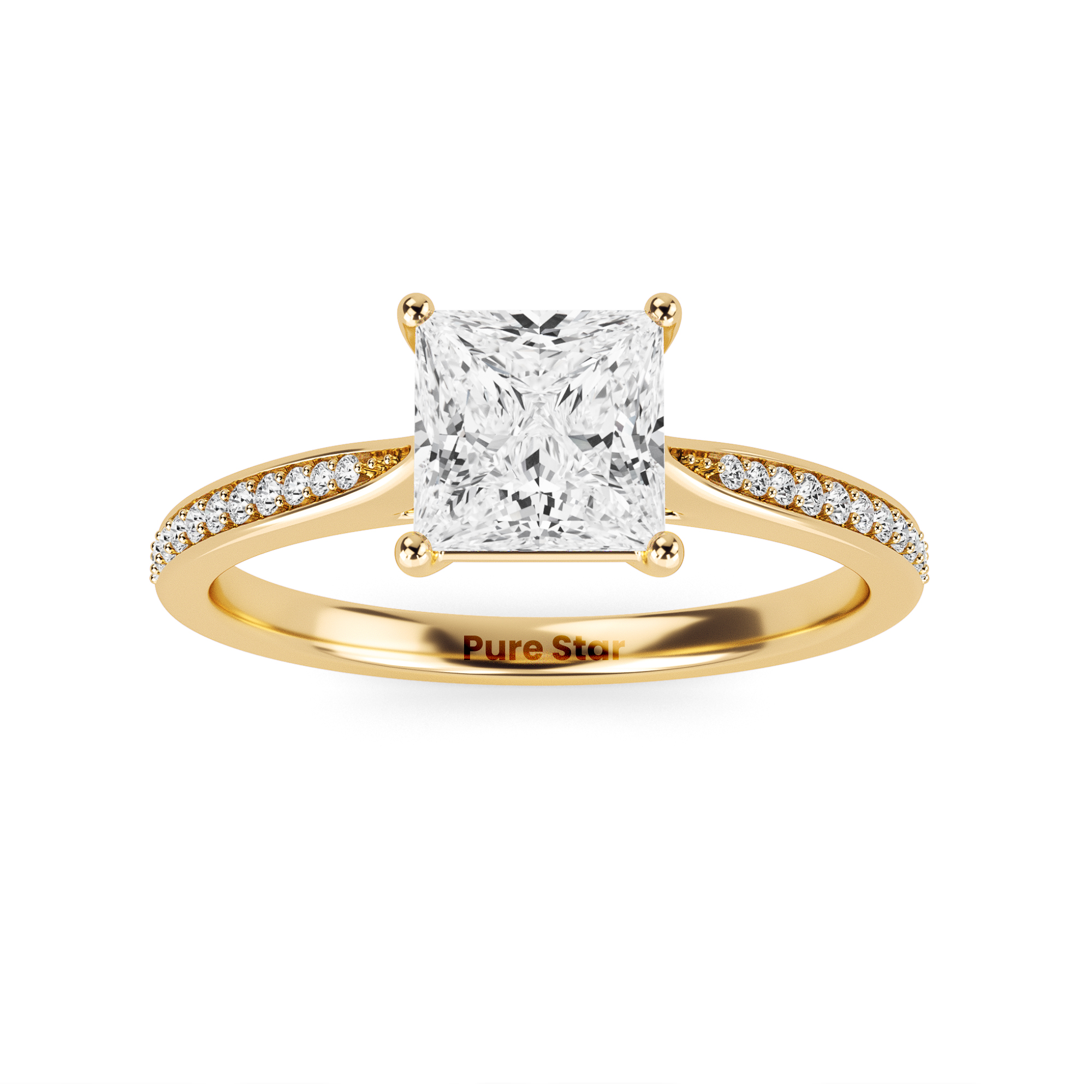 Samantha Princess Lab Grown  Ring 1CT 14K Yellow Gold-purestarjewelry