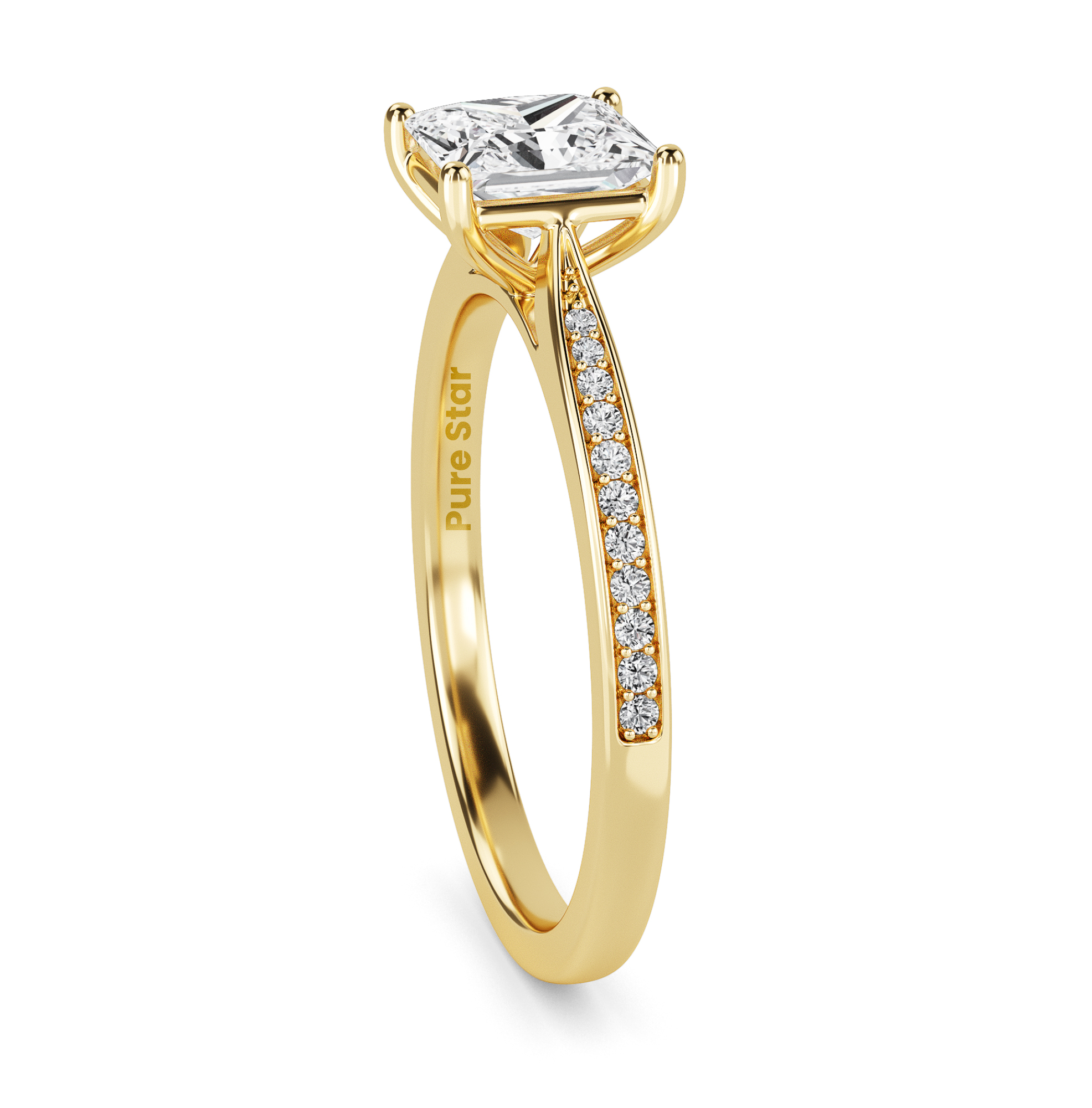 Samantha Princess Lab Grown  Ring 1CT 14K Yellow Gold-purestarjewelry