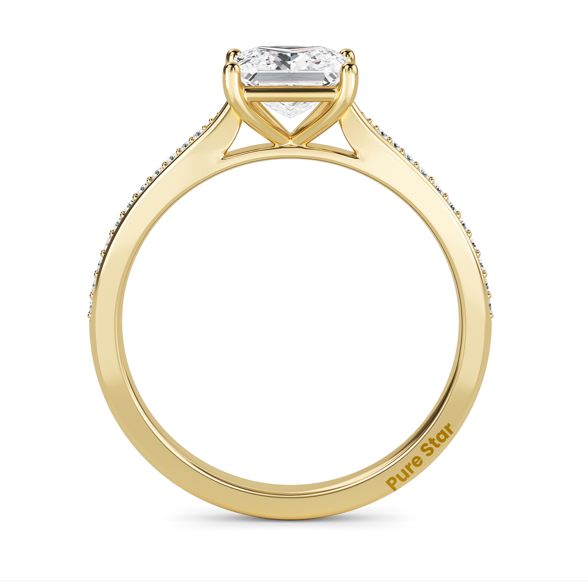 Samantha Princess Lab Grown  Ring 1CT 14K Yellow Gold-purestarjewelry