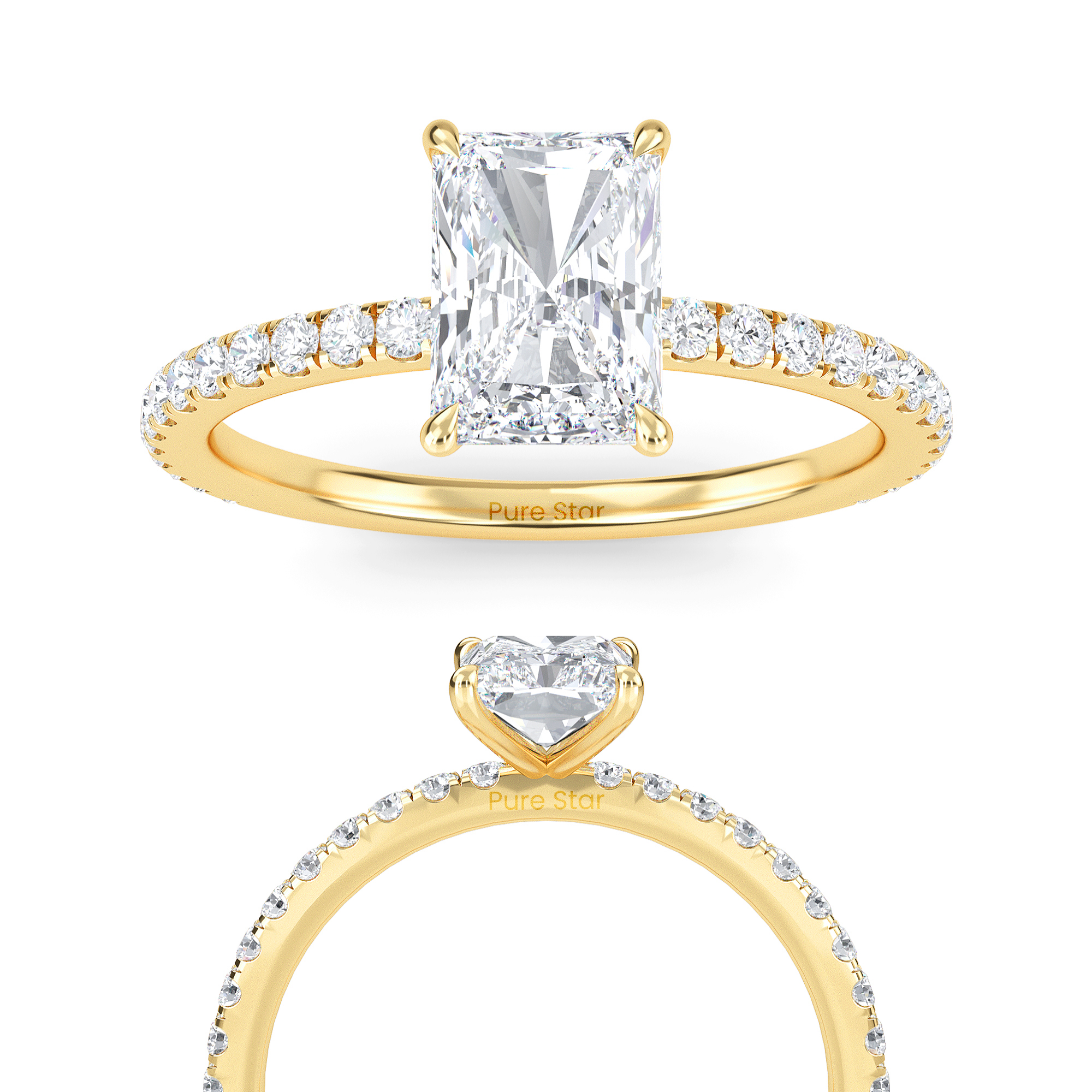 lab grown radiant cut diamond engagement rings