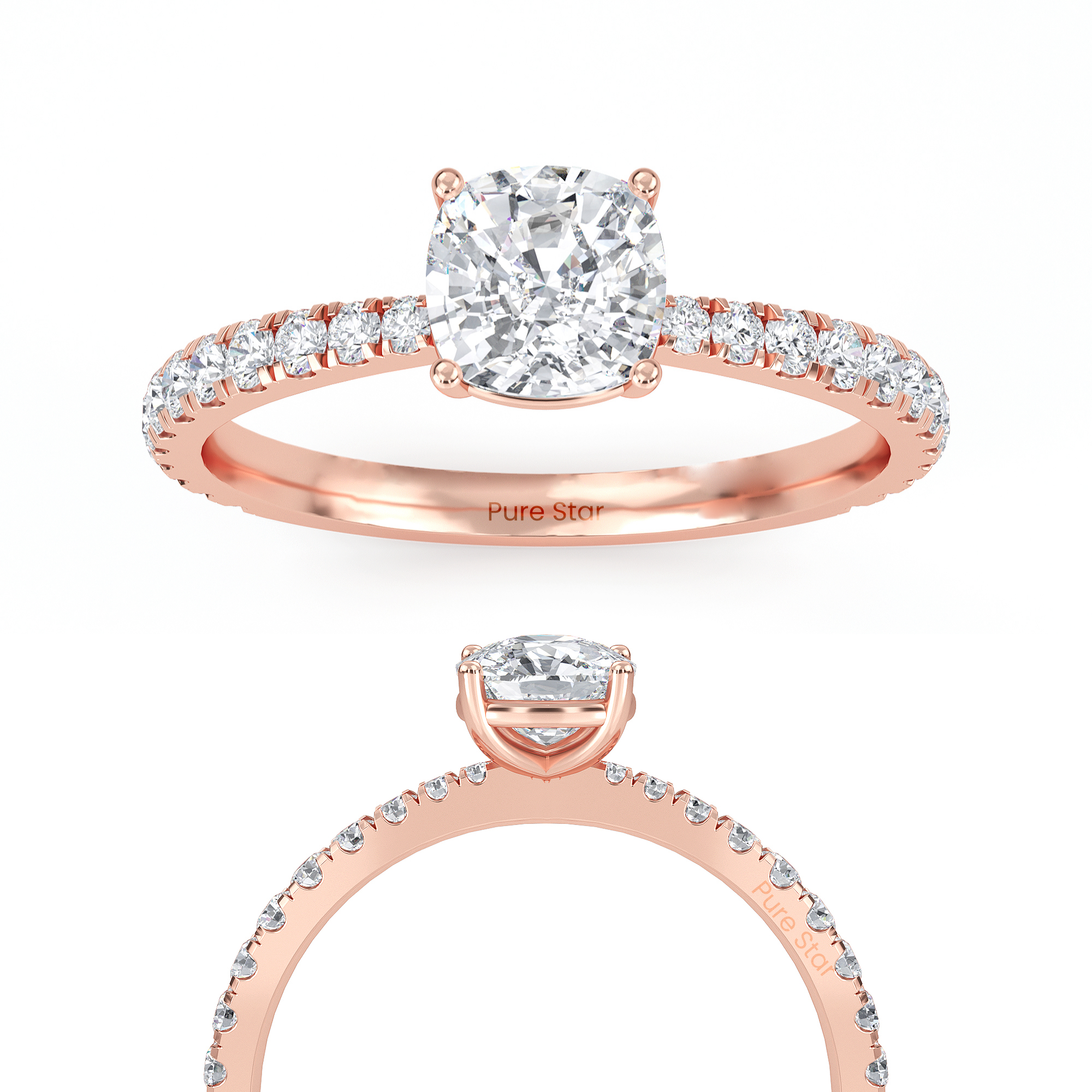 cushion cut diamond engagement ring