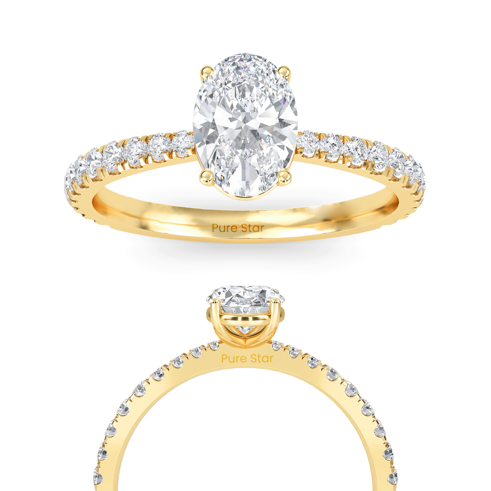 Nora Oval Lab Grown  Ring 0.50CT 10K Yellow Gold-purestarjewelry