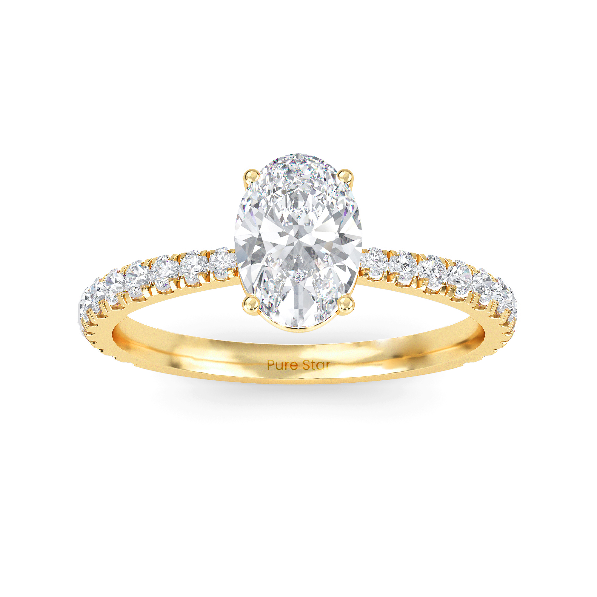 Nora Oval Lab Grown  Ring 0.50CT 10K Yellow Gold-purestarjewelry