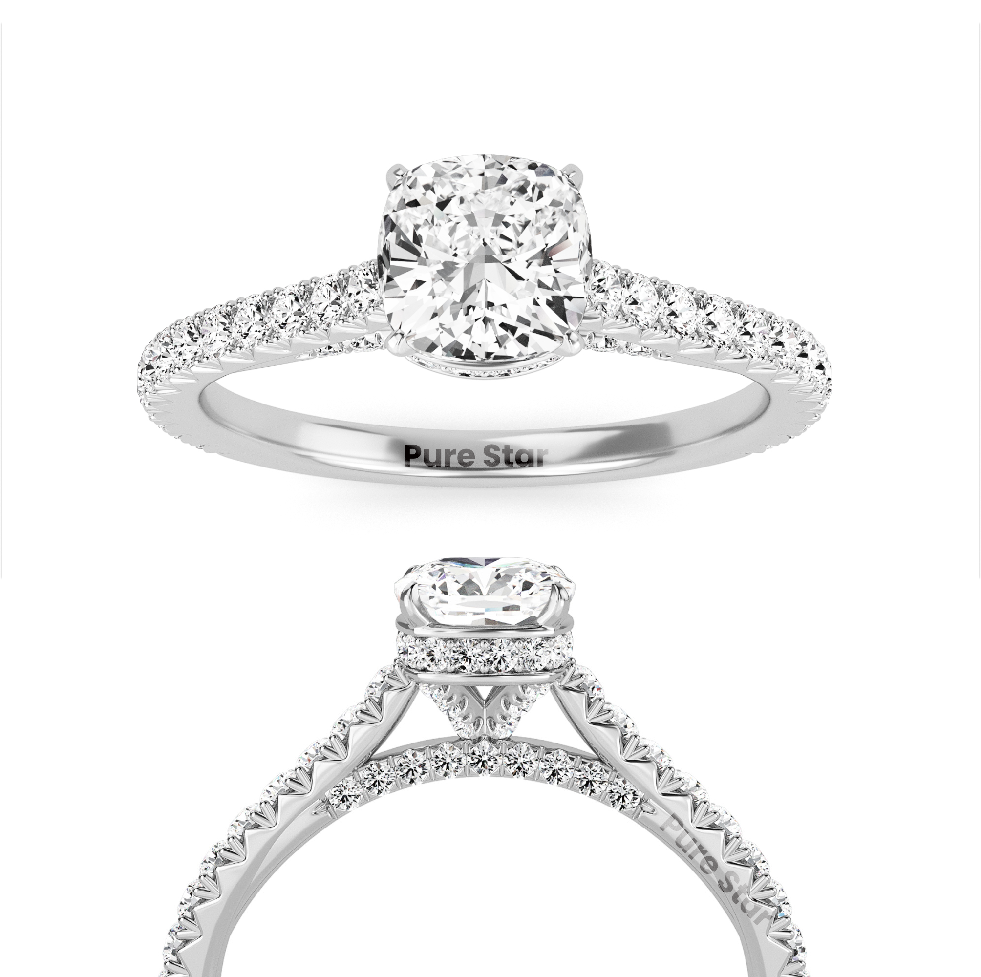 Zoey Cushion Lab Grown  Ring 0.50CT 14K White Gold-purestarjewelry