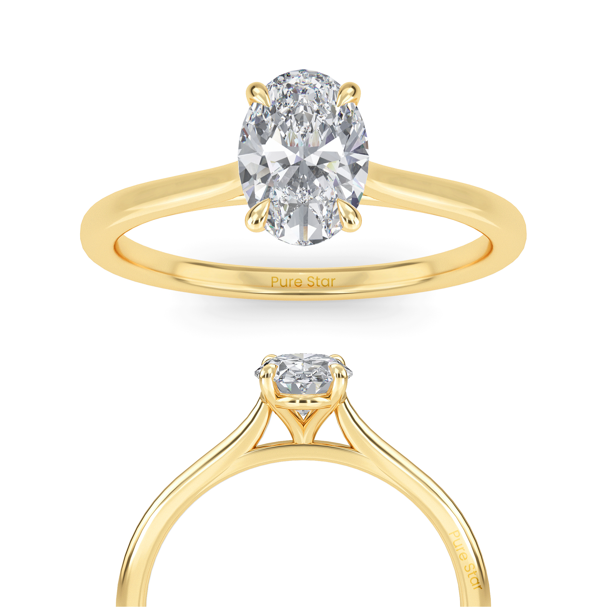 Bowie Oval Lab Grown  Ring 0.50CT 18K Yellow Gold-purestarjewelry