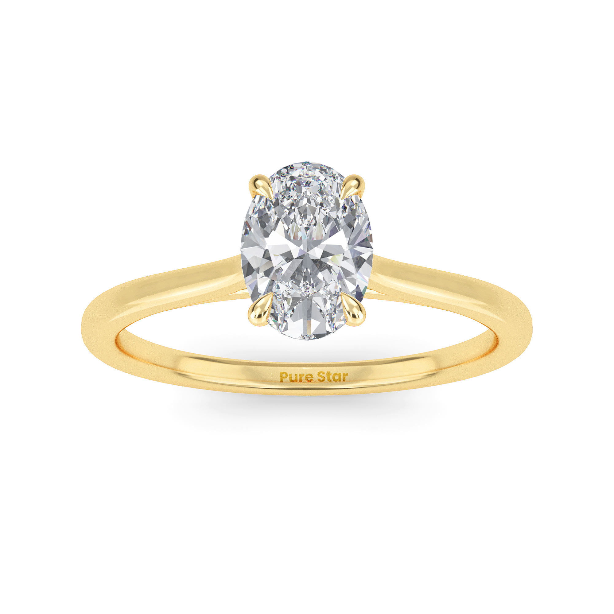 Bowie Oval Lab Grown  Ring 0.50CT 18K Yellow Gold-purestarjewelry