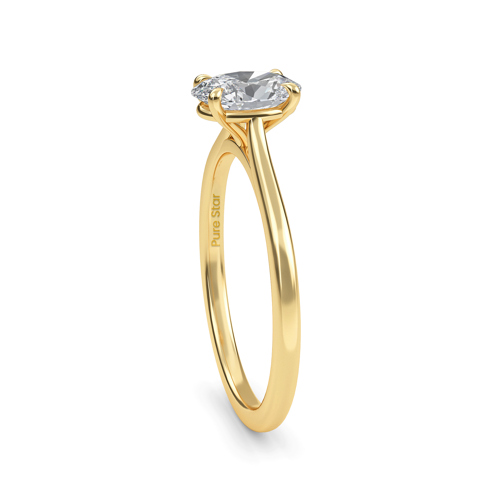 Bowie Oval Lab Grown  Ring 0.50CT 18K Yellow Gold-purestarjewelry