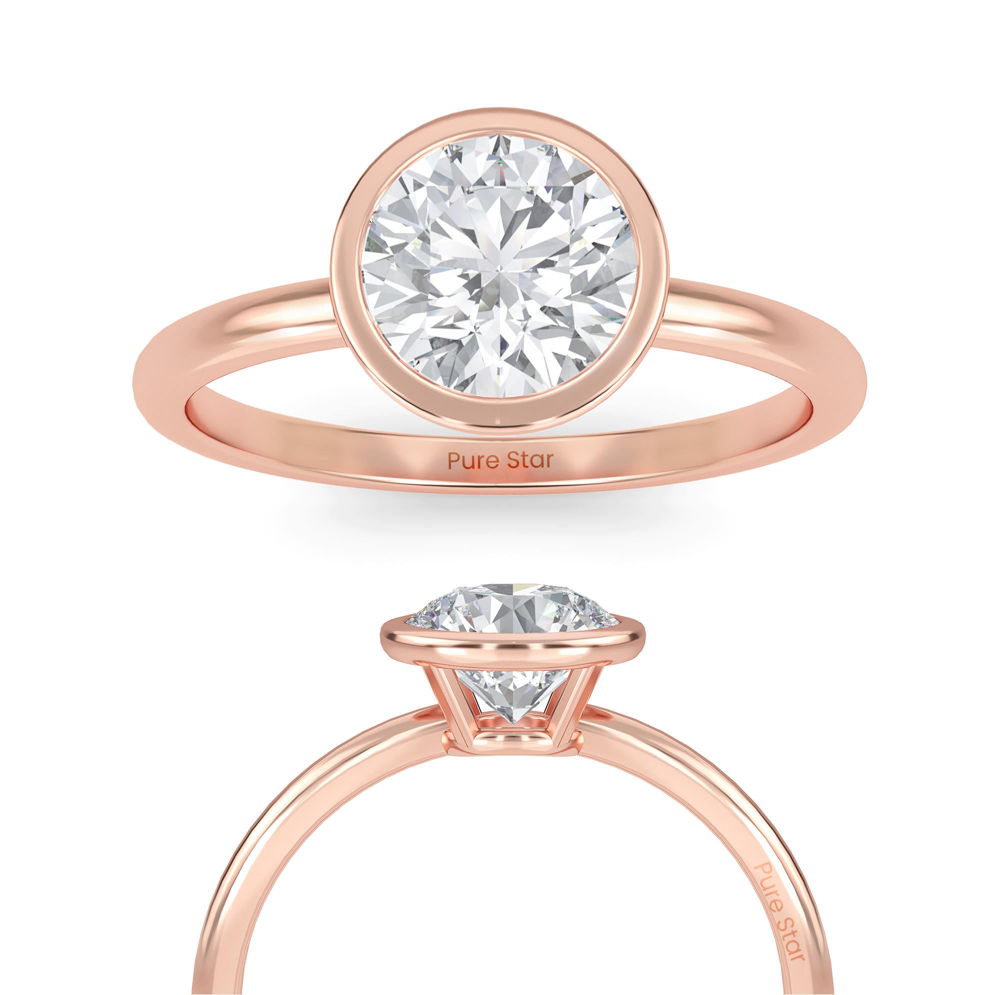 Shiloh Round Lab Grown Ring 2CT 10K Rose Gold-purestarjewelry