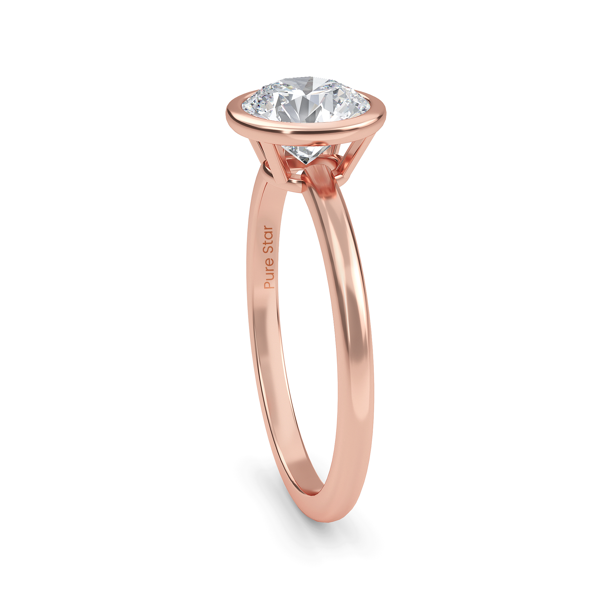 Shiloh Round Lab Grown Ring 2CT 10K Rose Gold-purestarjewelry