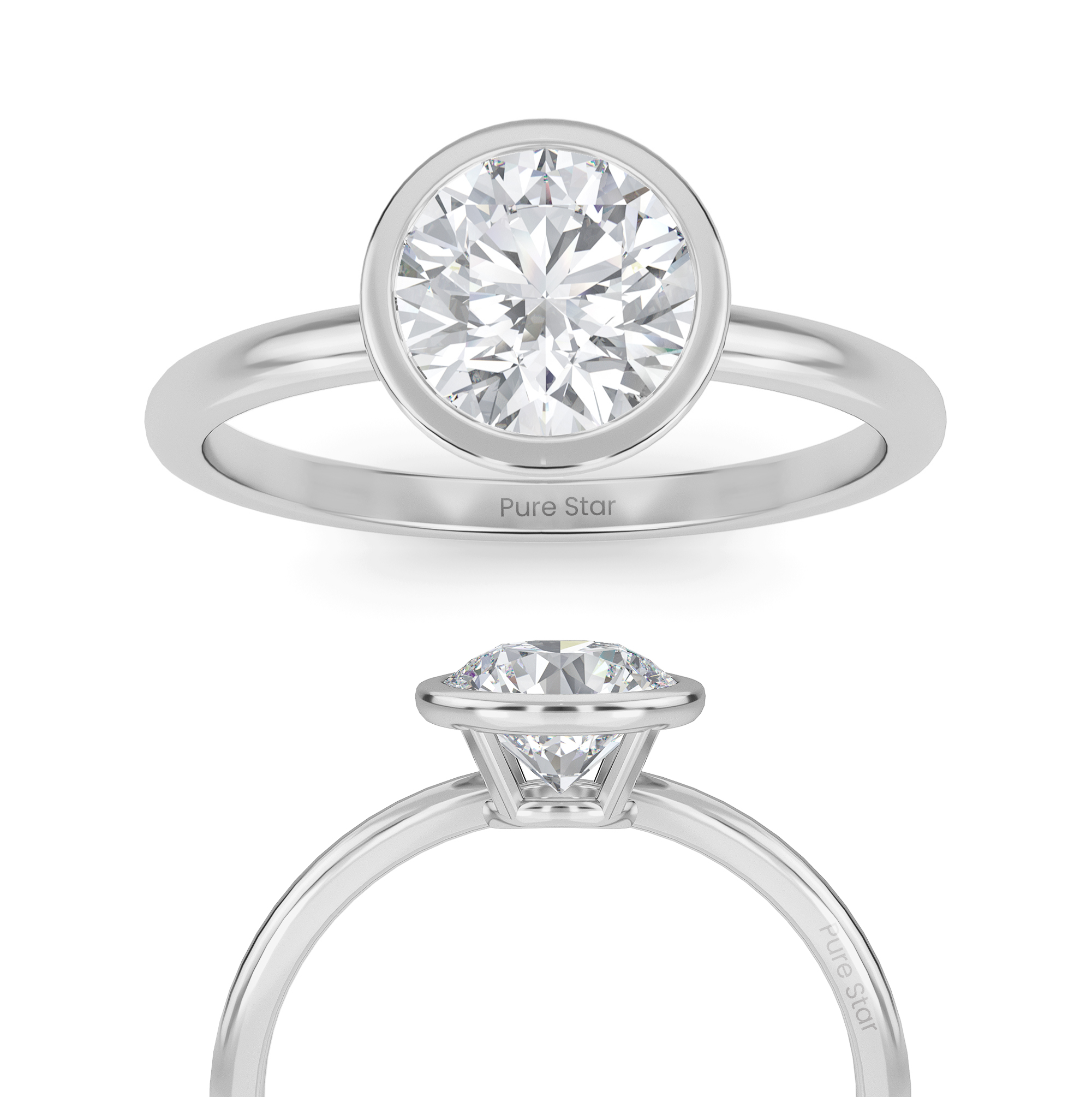 Shiloh Round Lab Grown Ring 1CT 18K White Gold-purestarjewelry
