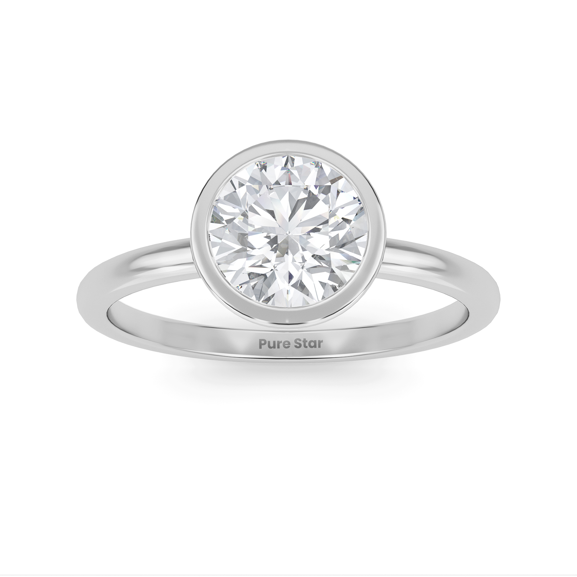 Shiloh Round Lab Grown Ring 1CT 18K White Gold-purestarjewelry
