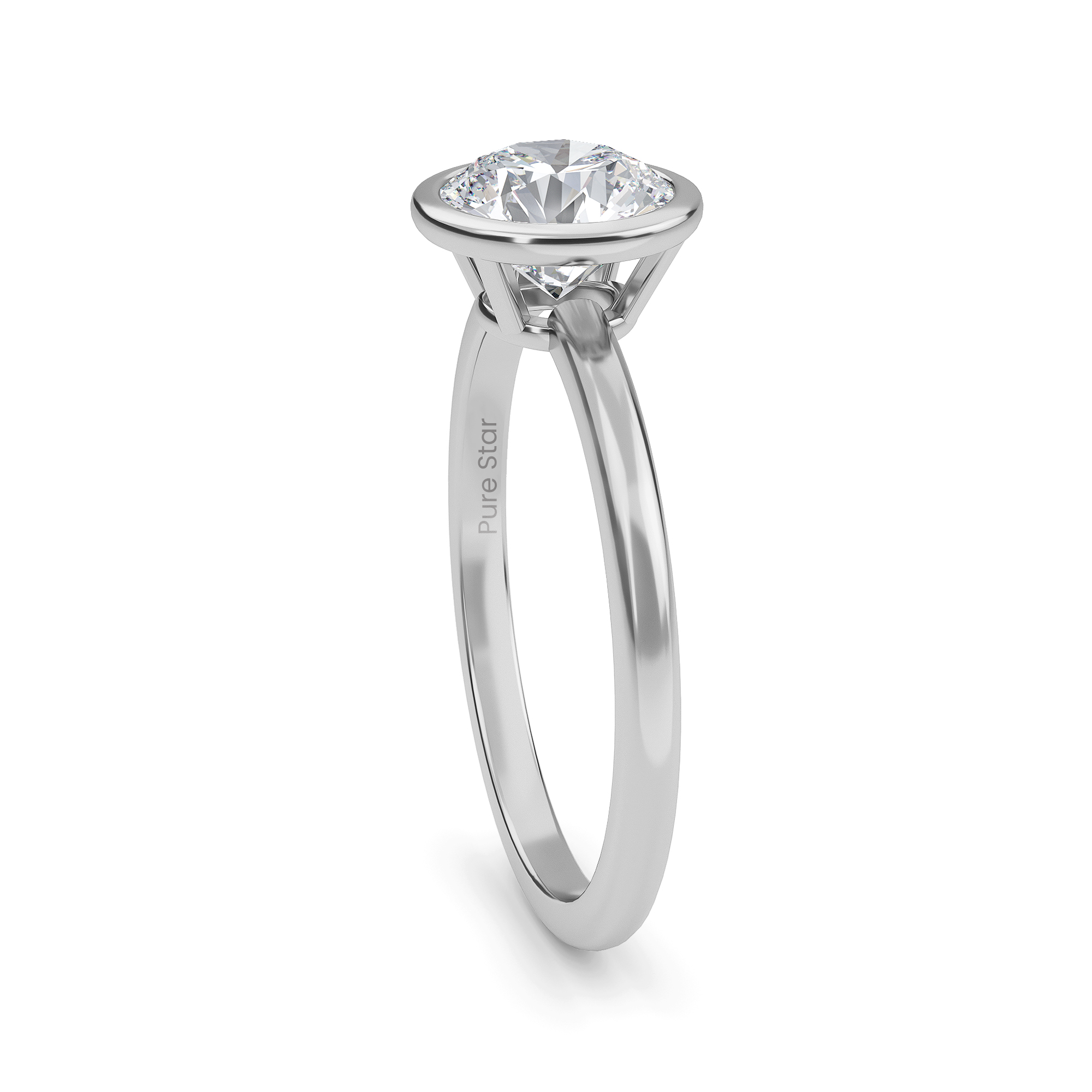 Shiloh Round Lab Grown Ring 1CT 18K White Gold-purestarjewelry