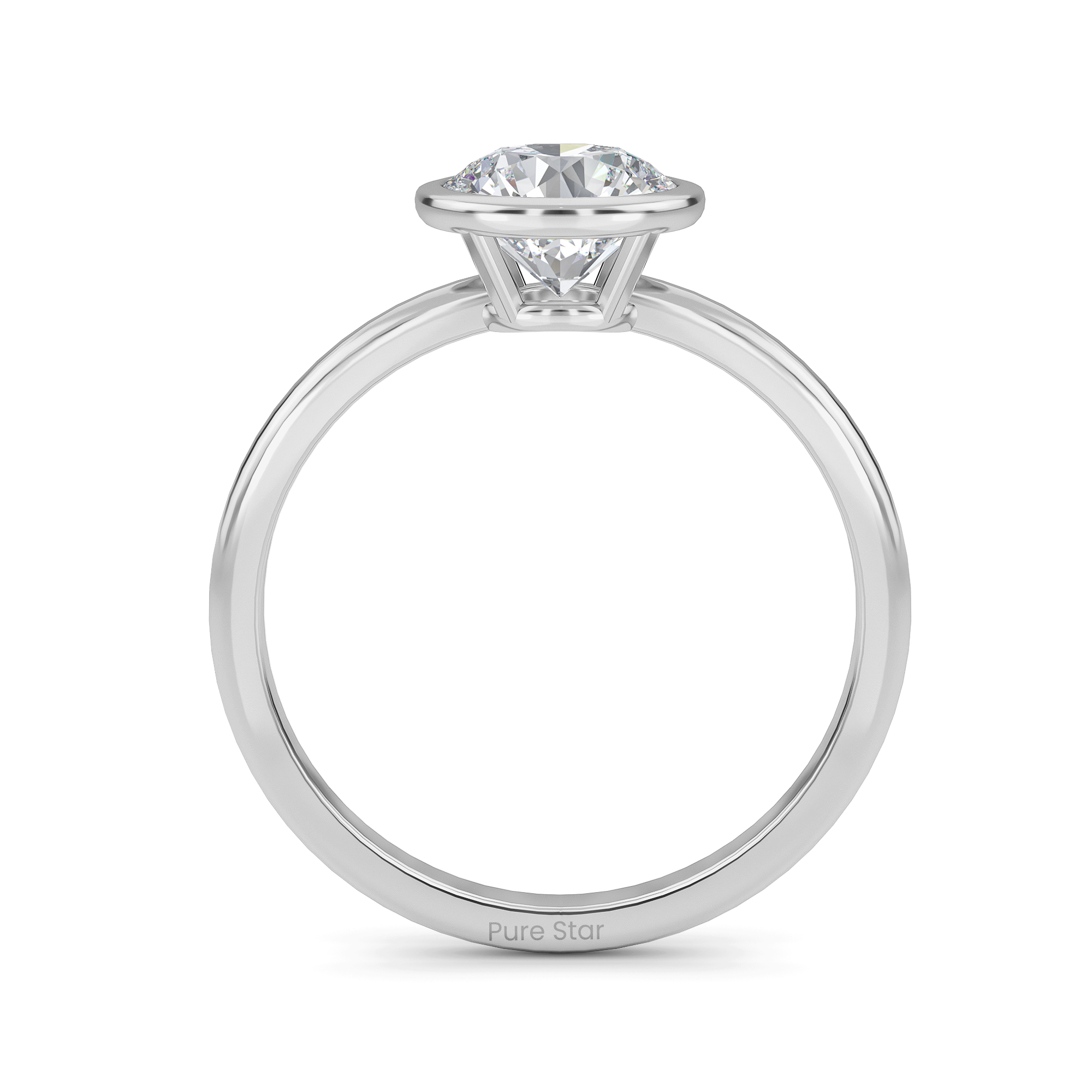 Shiloh Round Lab Grown Ring 1CT 18K White Gold-purestarjewelry