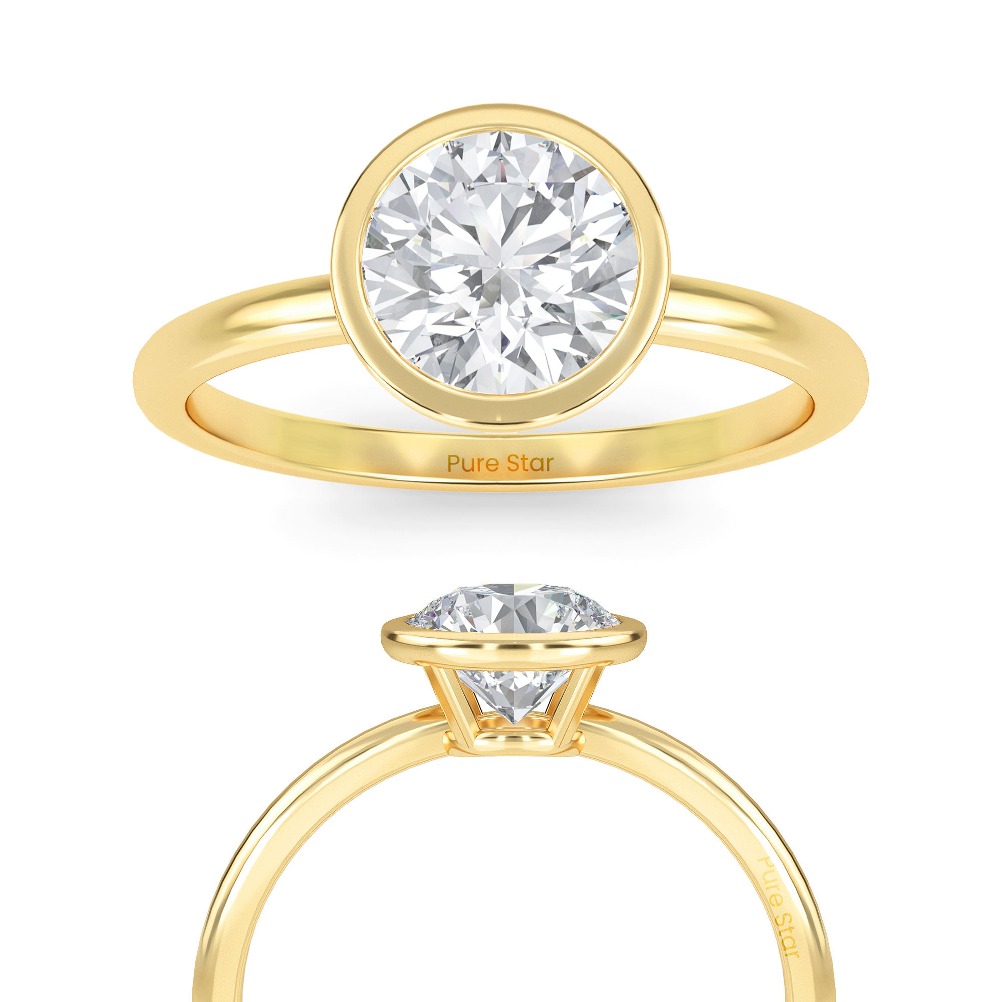 Shiloh Round Lab Grown Ring 1CT 14K Yellow Gold-purestarjewelry