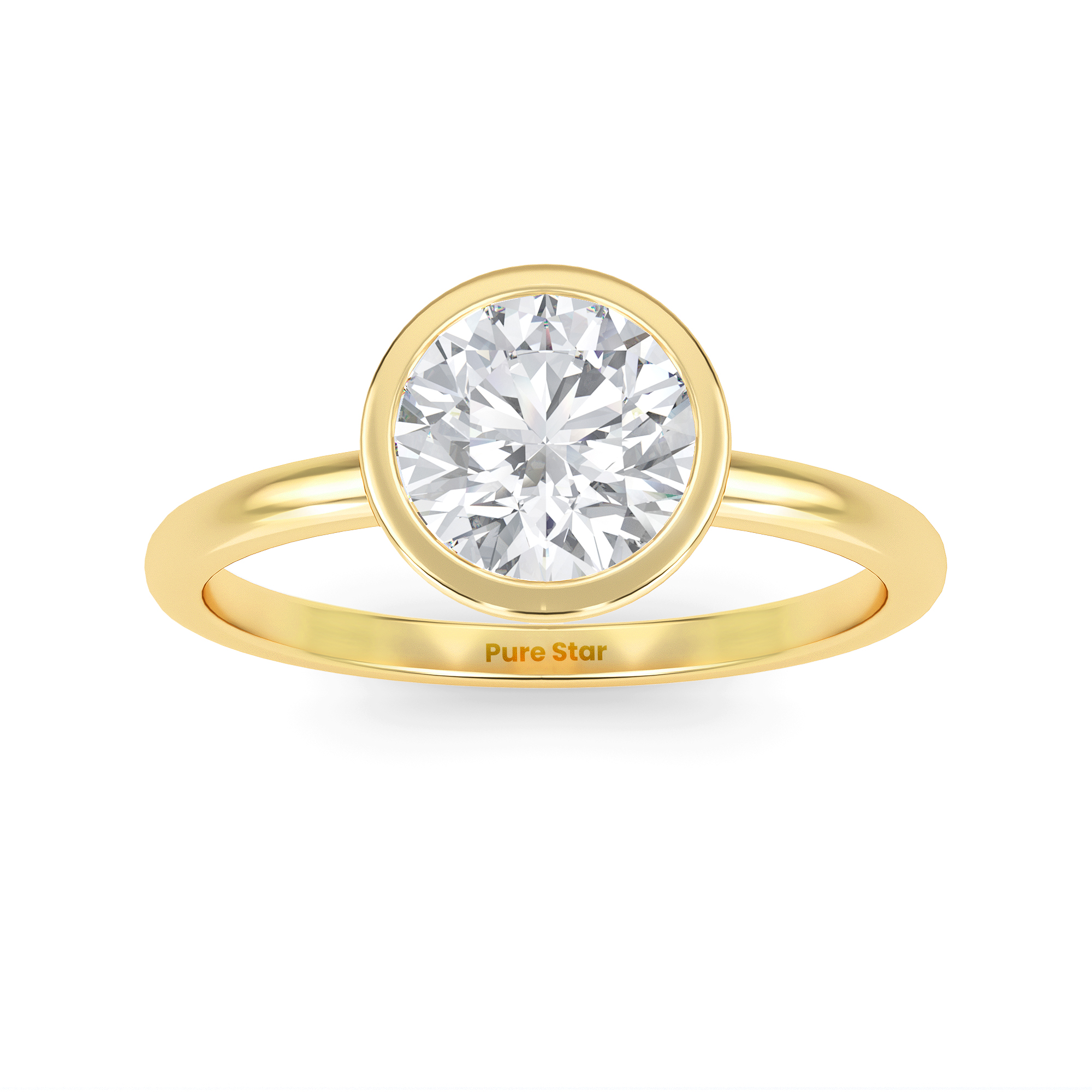 Shiloh Round Lab Grown Ring 1CT 14K Yellow Gold-purestarjewelry