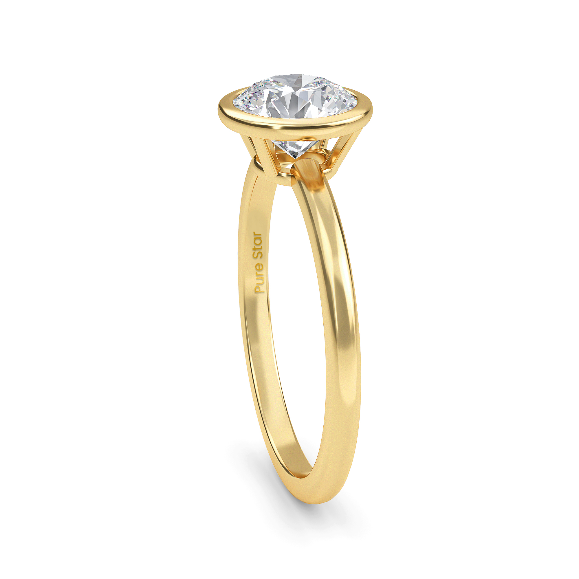 Shiloh Round Lab Grown Ring 1CT 14K Yellow Gold-purestarjewelry