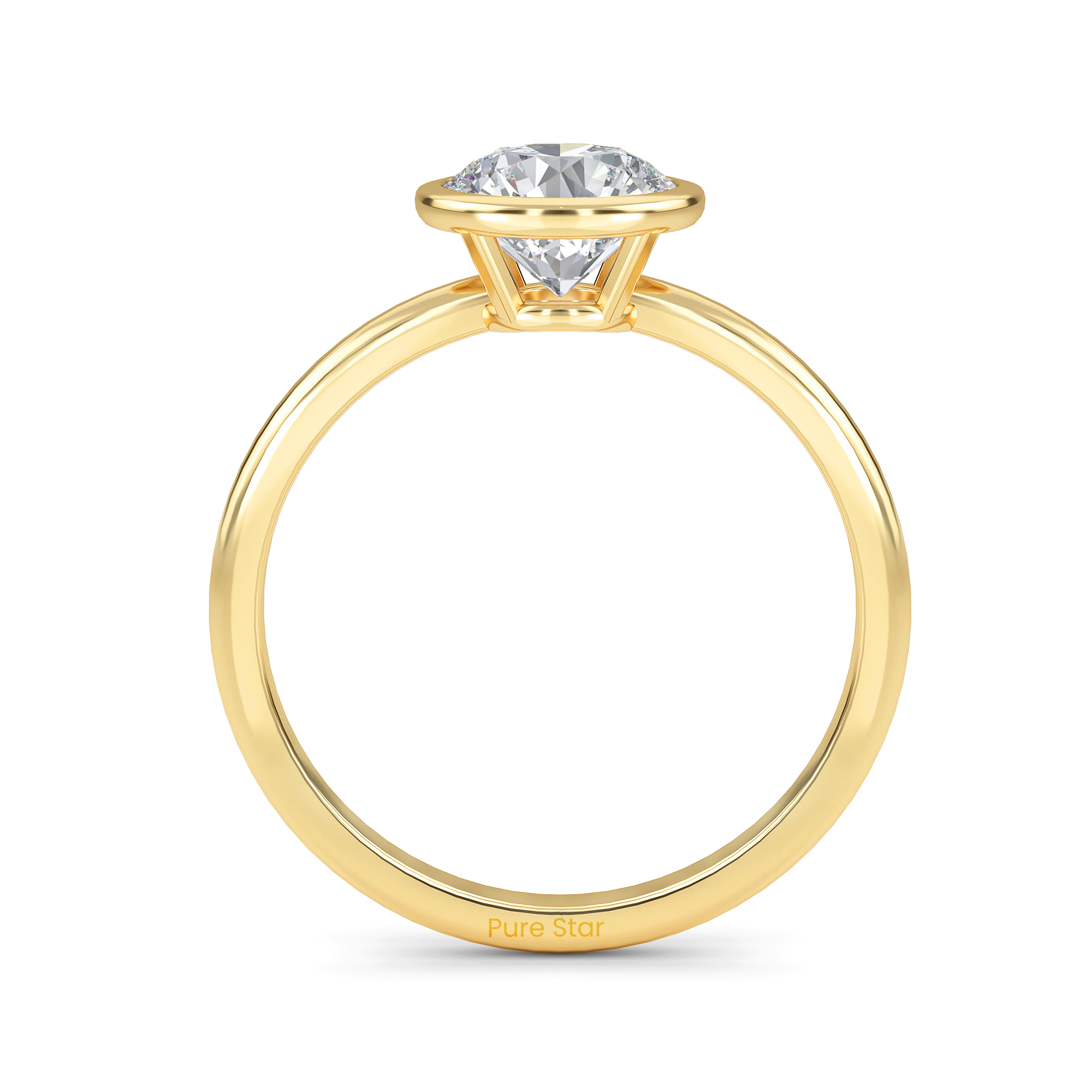 Shiloh Round Lab Grown Ring 1CT 14K Yellow Gold-purestarjewelry