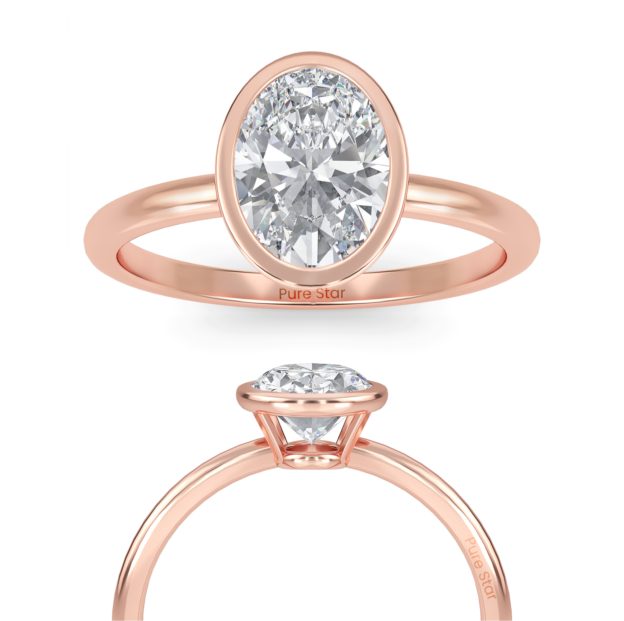 Claudia Oval Lab Grown Ring 0.50CT 14K Rose Gold-purestarjewelry