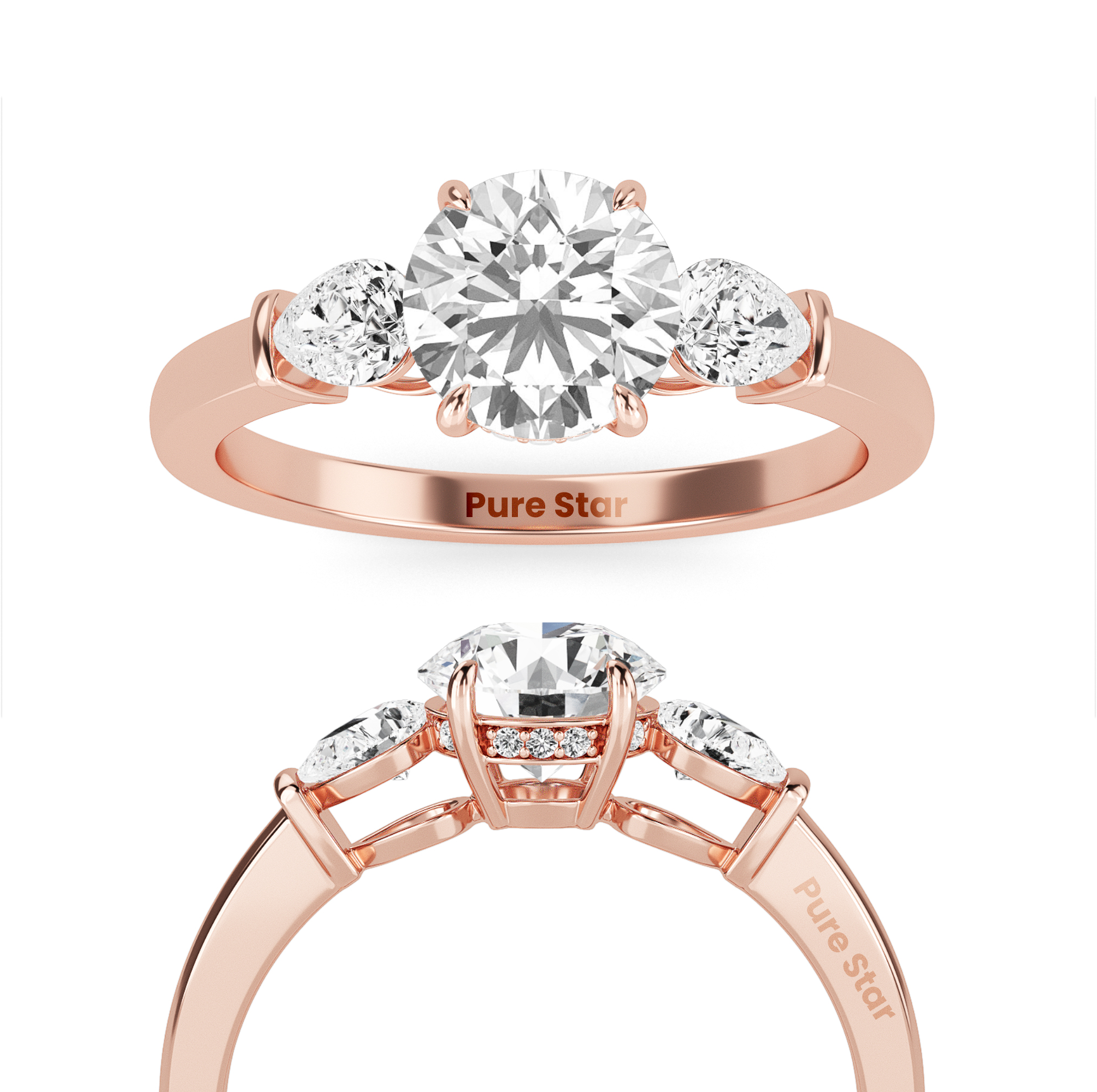 Vera Round Lab Grown  Ring 1CT 18K Rose Gold-purestarjewelry