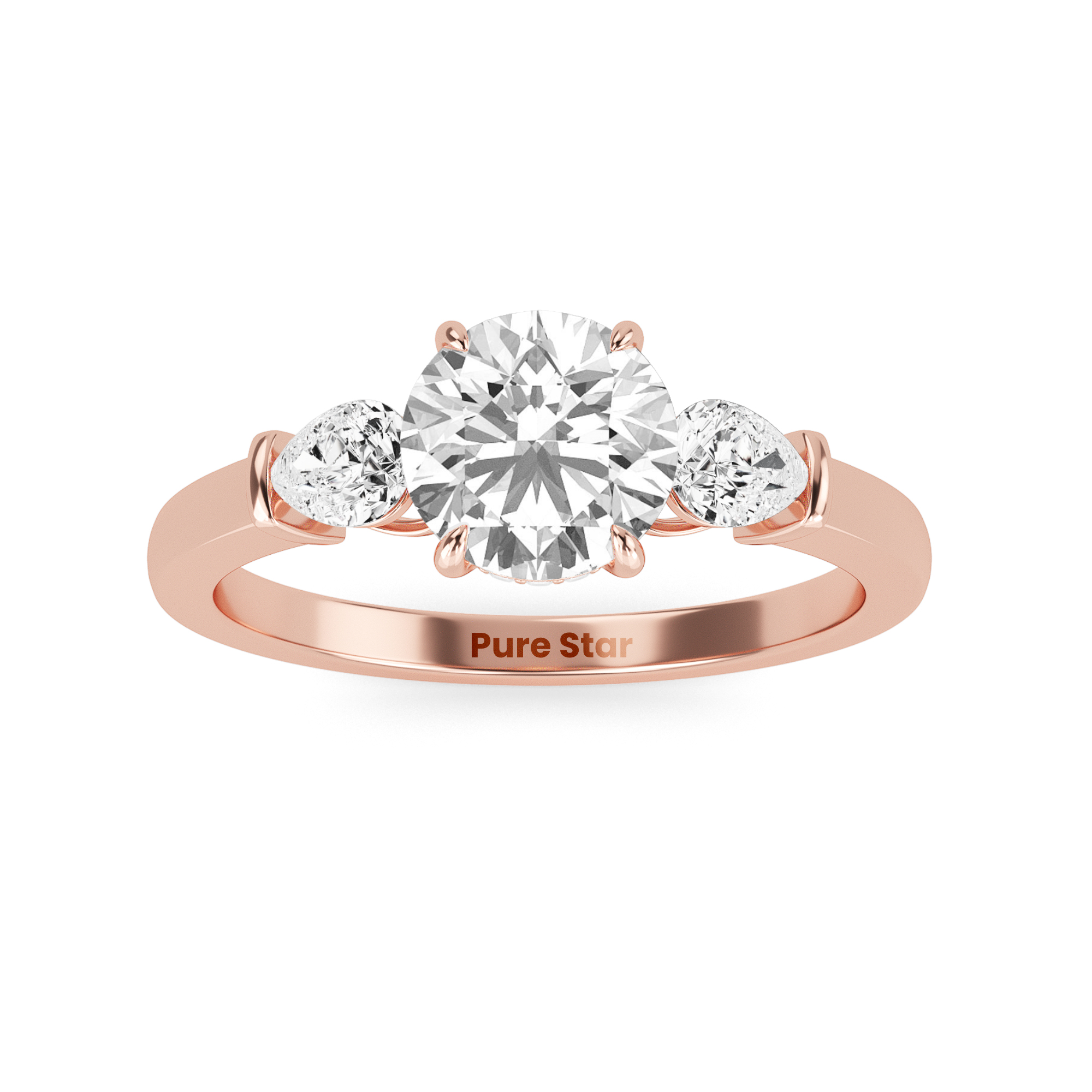 Vera Round Lab Grown  Ring 1CT 18K Rose Gold-purestarjewelry