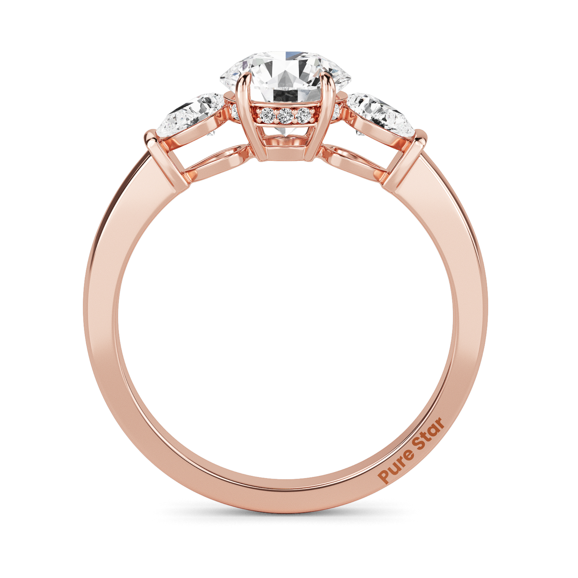 Vera Round Lab Grown  Ring 2CT 18K Rose Gold-purestarjewelry