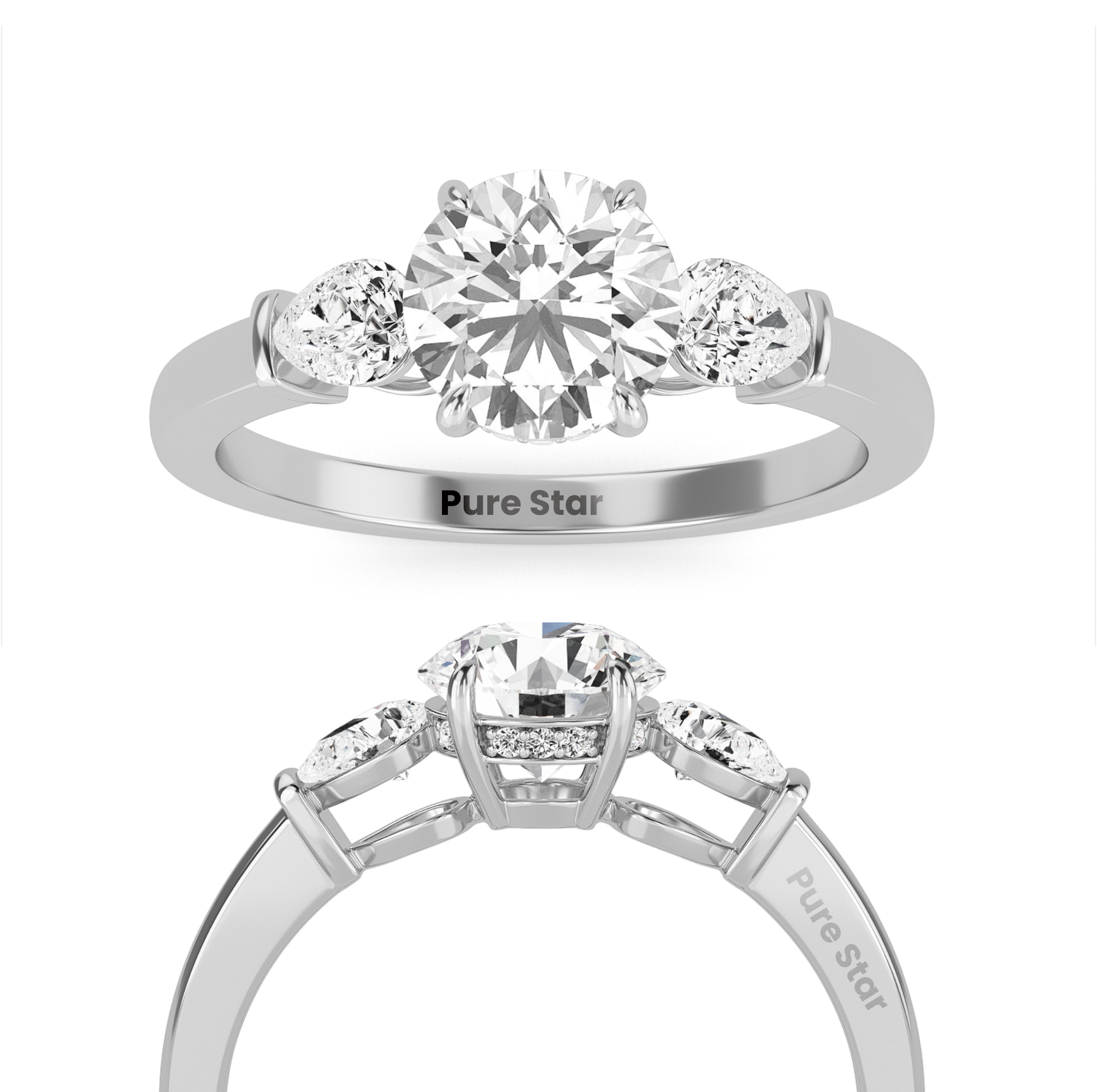 Vera Round Lab Grown  Ring 0.50CT 14K  White Gold-purestarjewelry