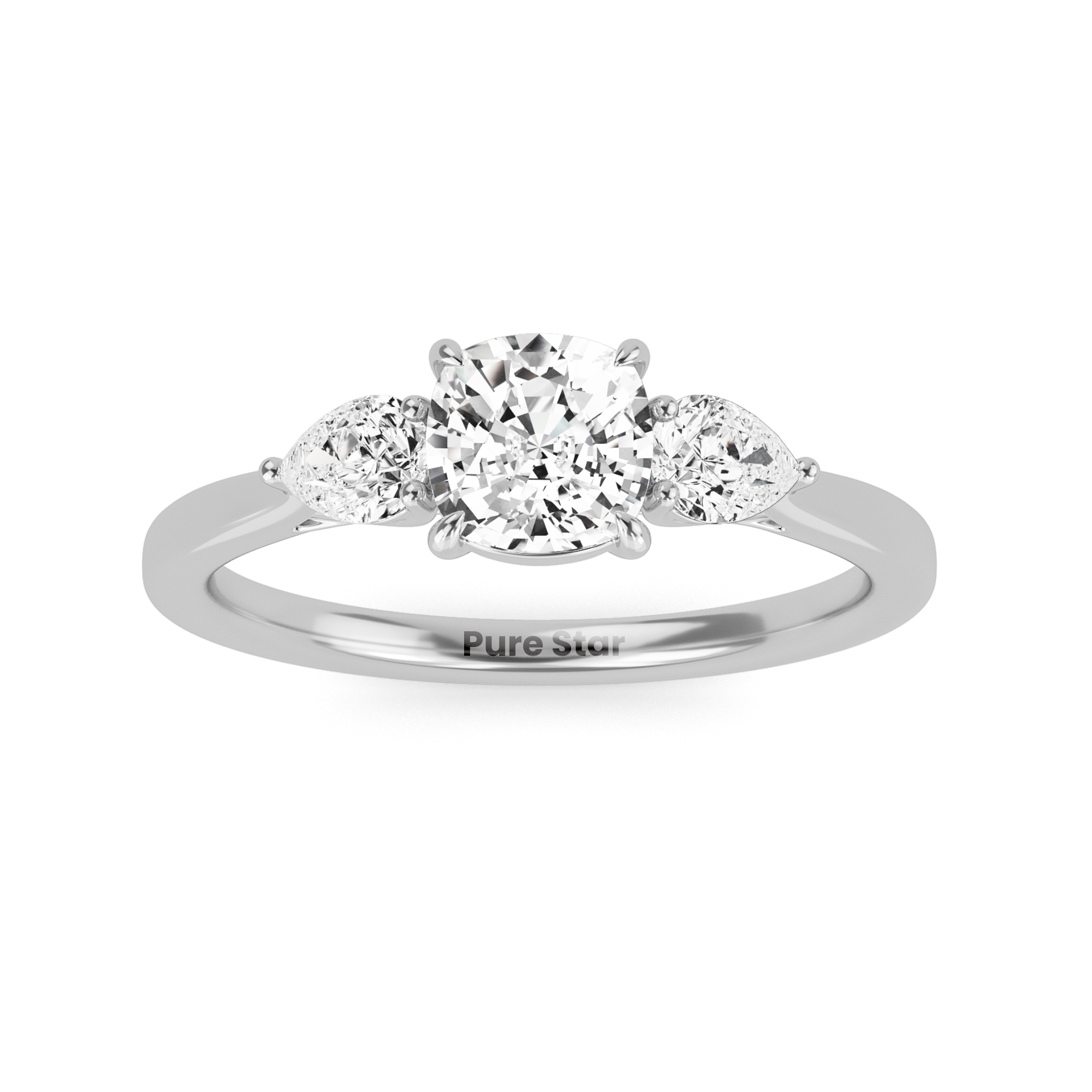 Jasmine Cushion Lab Grown Ring 1CT 14K White Gold-purestarjewelry