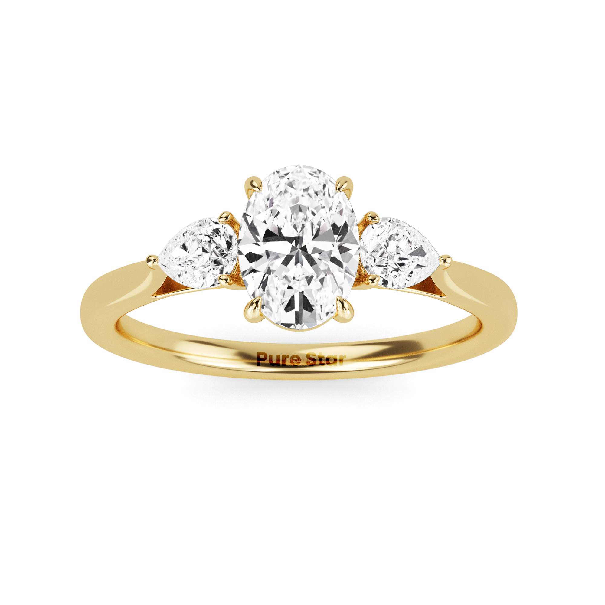 Blake Oval Lab Grown  Ring 2CT 10K Yellow Gold-purestarjewelry