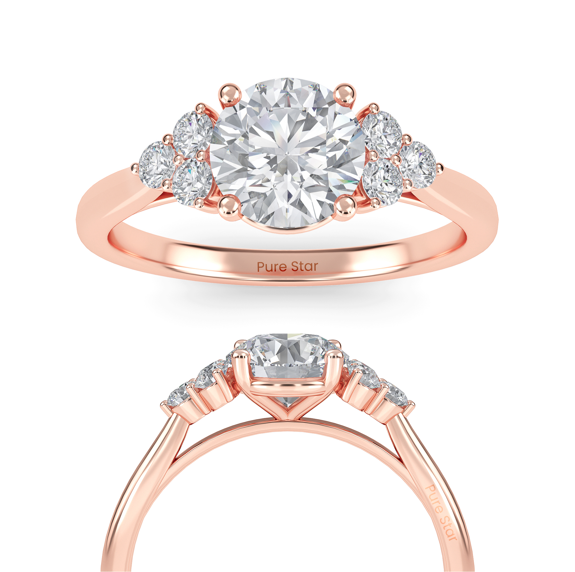 Nia Round Lab Grown  Ring 1CT 10K Rose Gold-purestarjewelry