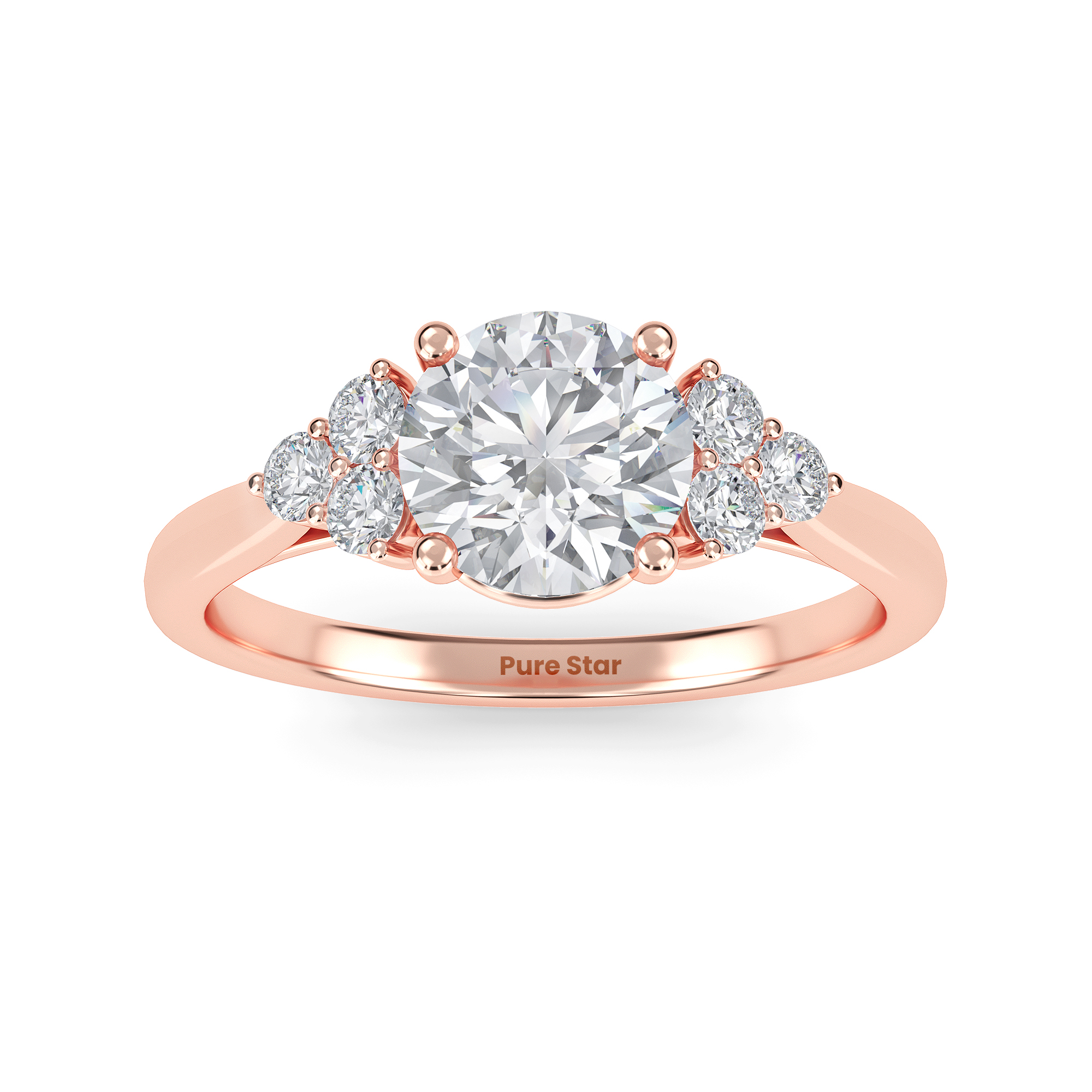 Nia Round Lab Grown  Ring 1CT 10K Rose Gold-purestarjewelry