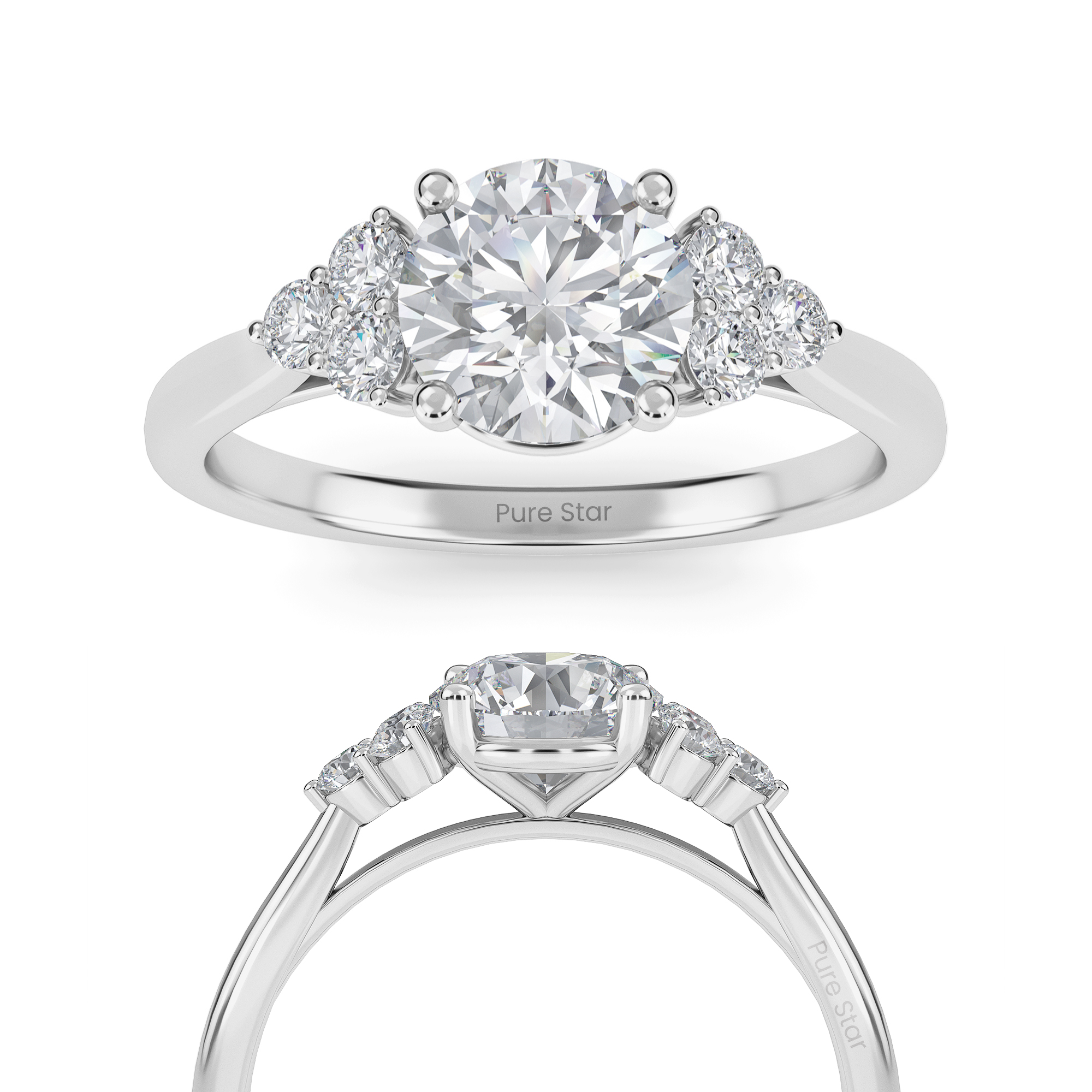 Nia Round Lab Grown  Ring 2CT 14K White Gold-purestarjewelry