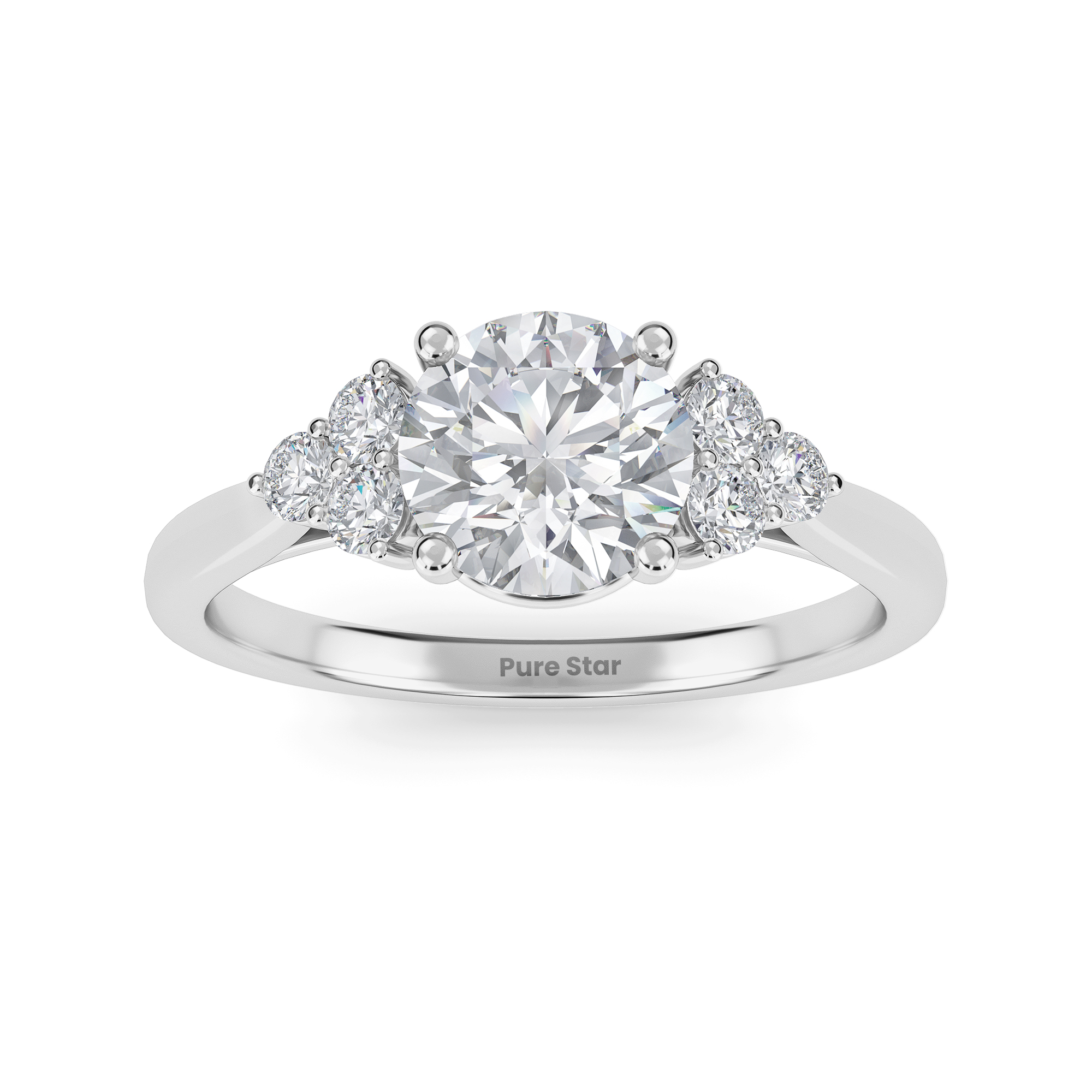 Nia Round Lab Grown  Ring 2CT 14K White Gold-purestarjewelry