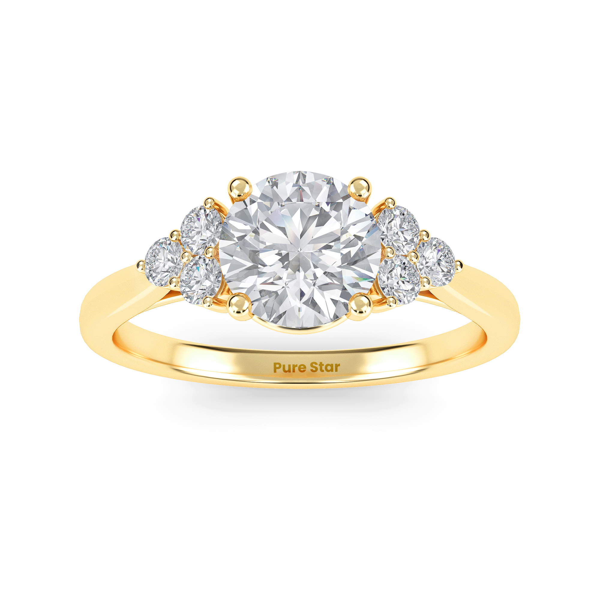 Nia Round Lab Grown  Ring 2CT 14K Yellow Gold-purestarjewelry