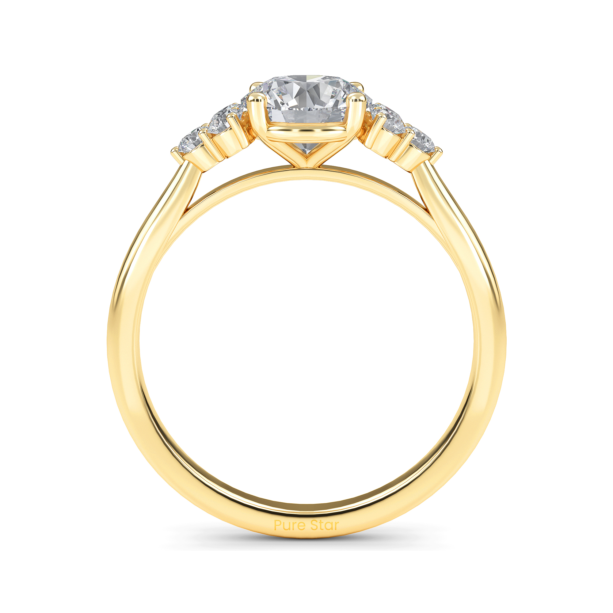 Nia Round Lab Grown  Ring 2CT 14K Yellow Gold-purestarjewelry