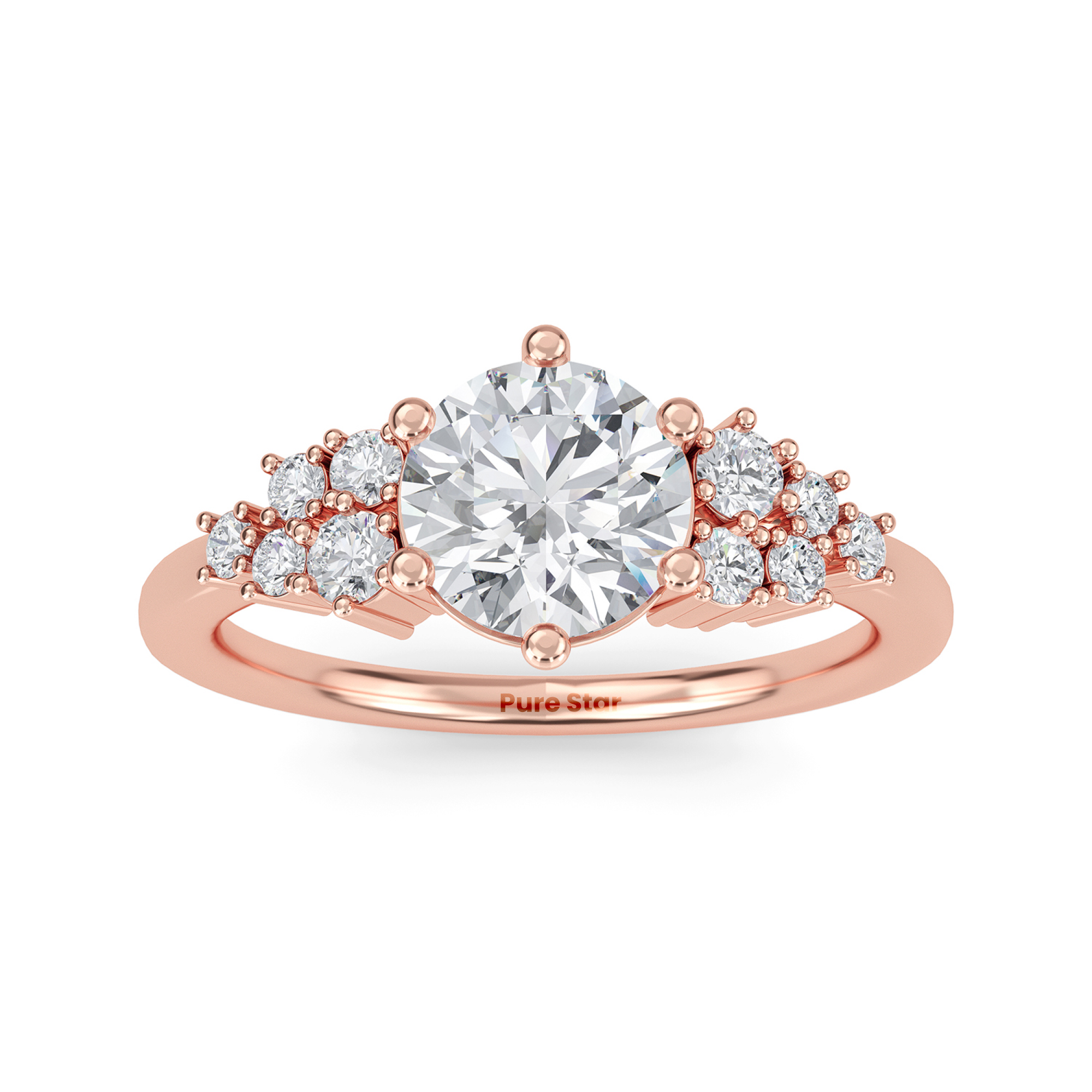 Ruby Round Lab Grown Ring 1CT 10K Rose Gold-purestarjewelry