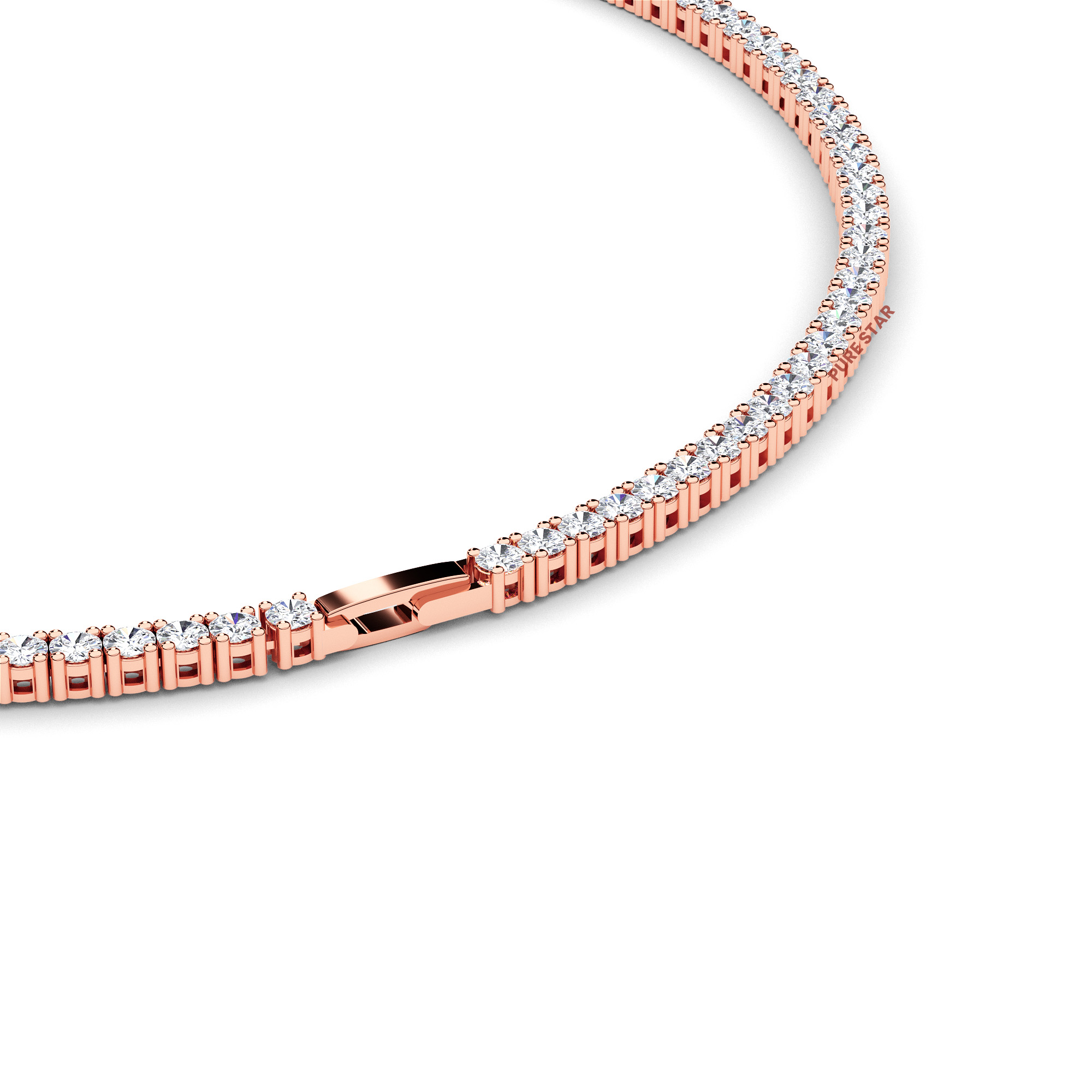 Jenny Round Lab Grown  Ring 3.60mm 14K Rose Gold- 18"Chain-purestarjewelry